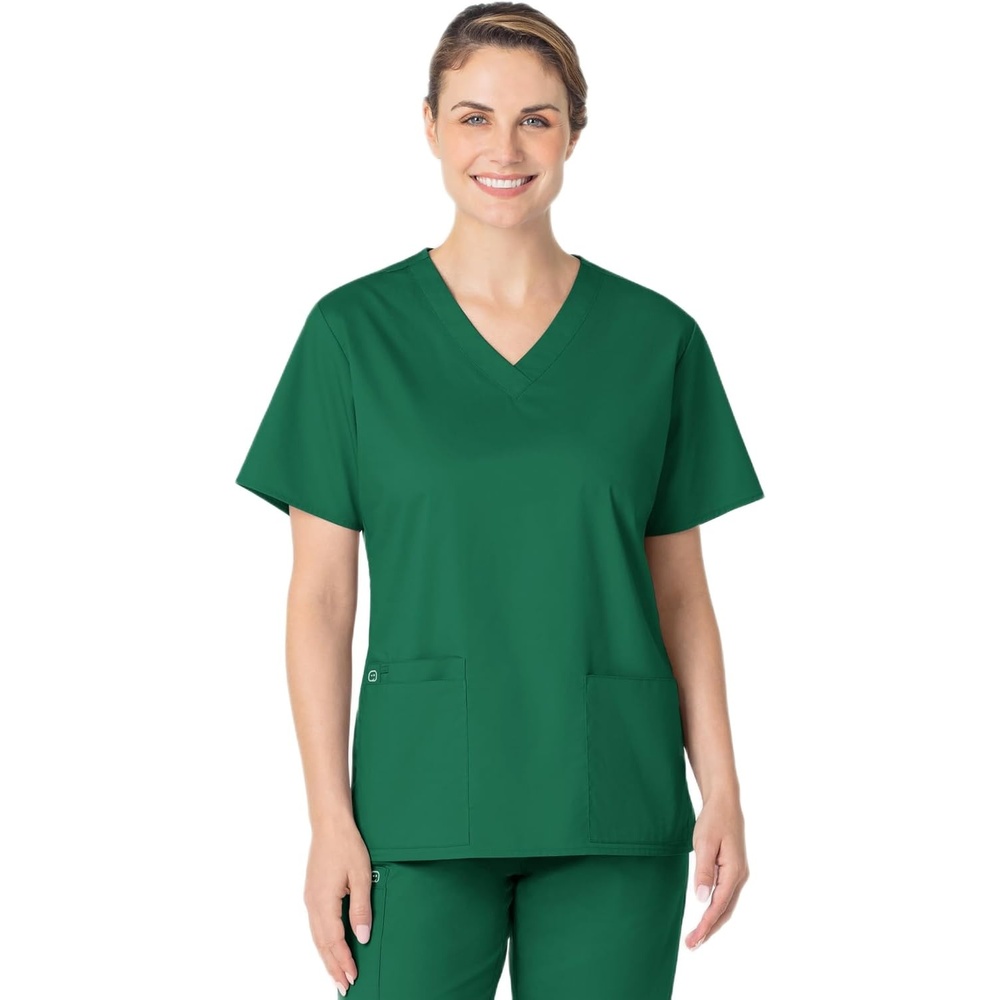 WINK WonderWORK Women’s V-Neck Scrub Top, Hunter, 2XL