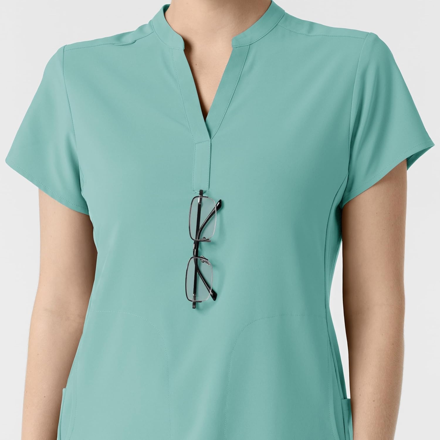 Wink Renew Women’s Mandarin Collar Scrub Top(Turquoise)