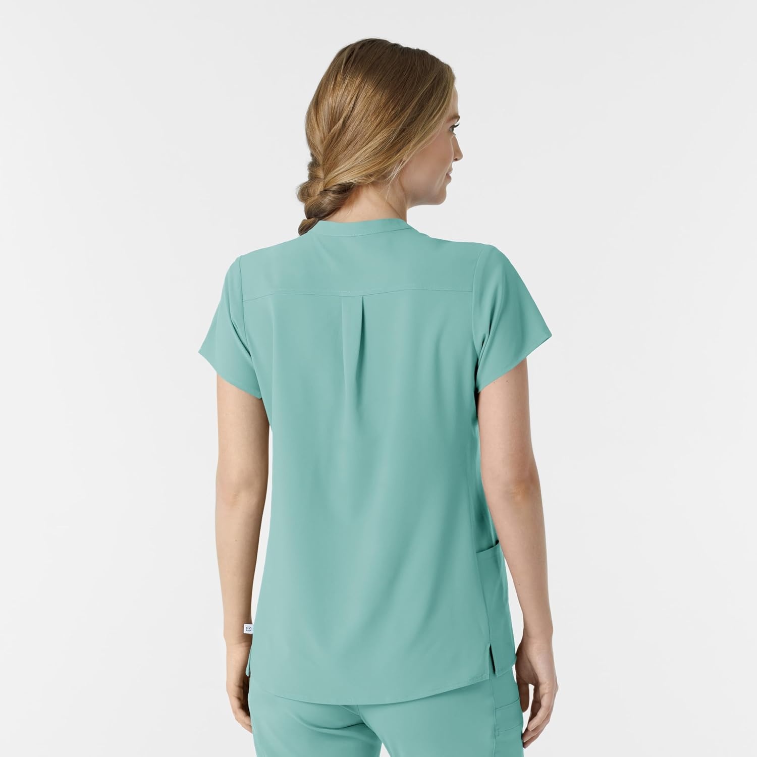Wink Renew Women’s Mandarin Collar Scrub Top(Turquoise)