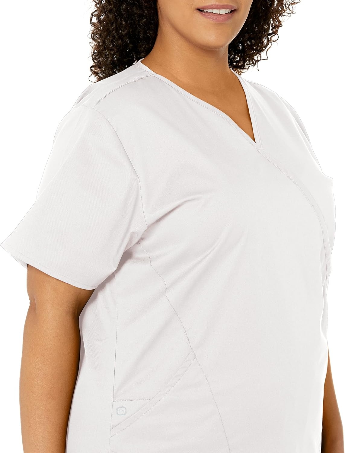 WINK WonderWORK Women’s Mock Wrap Scrub Top(White)