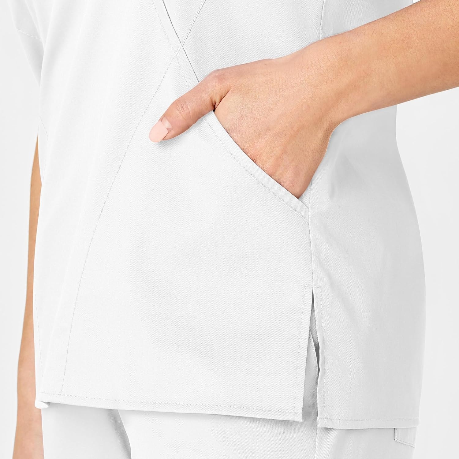 WINK WonderWORK Women’s Mock Wrap Scrub Top(White)