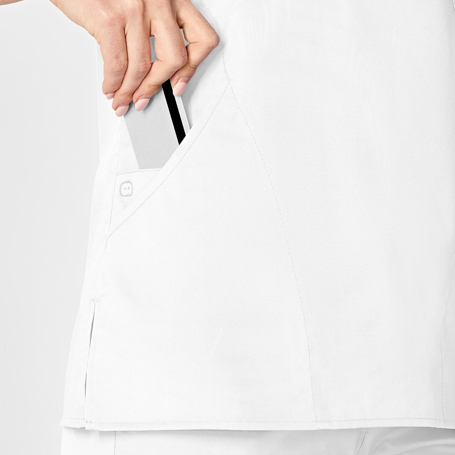 WINK WonderWORK Women’s Mock Wrap Scrub Top(White)