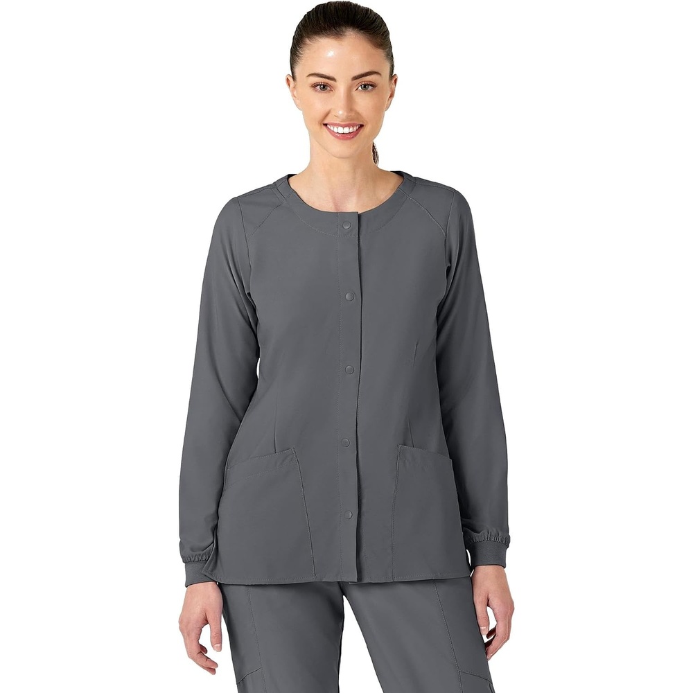 Wink W123 Women’s Crew Neck Warm Up Jacket(Pewter)