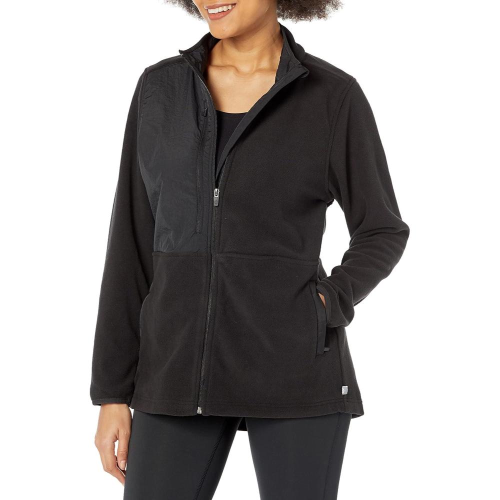WonderWink womens Micro-fleece Zip Jacket(Black)