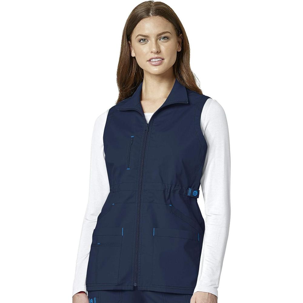 WonderWink womens Womens Utility Zip Front Fashion VestVest(Navy)
