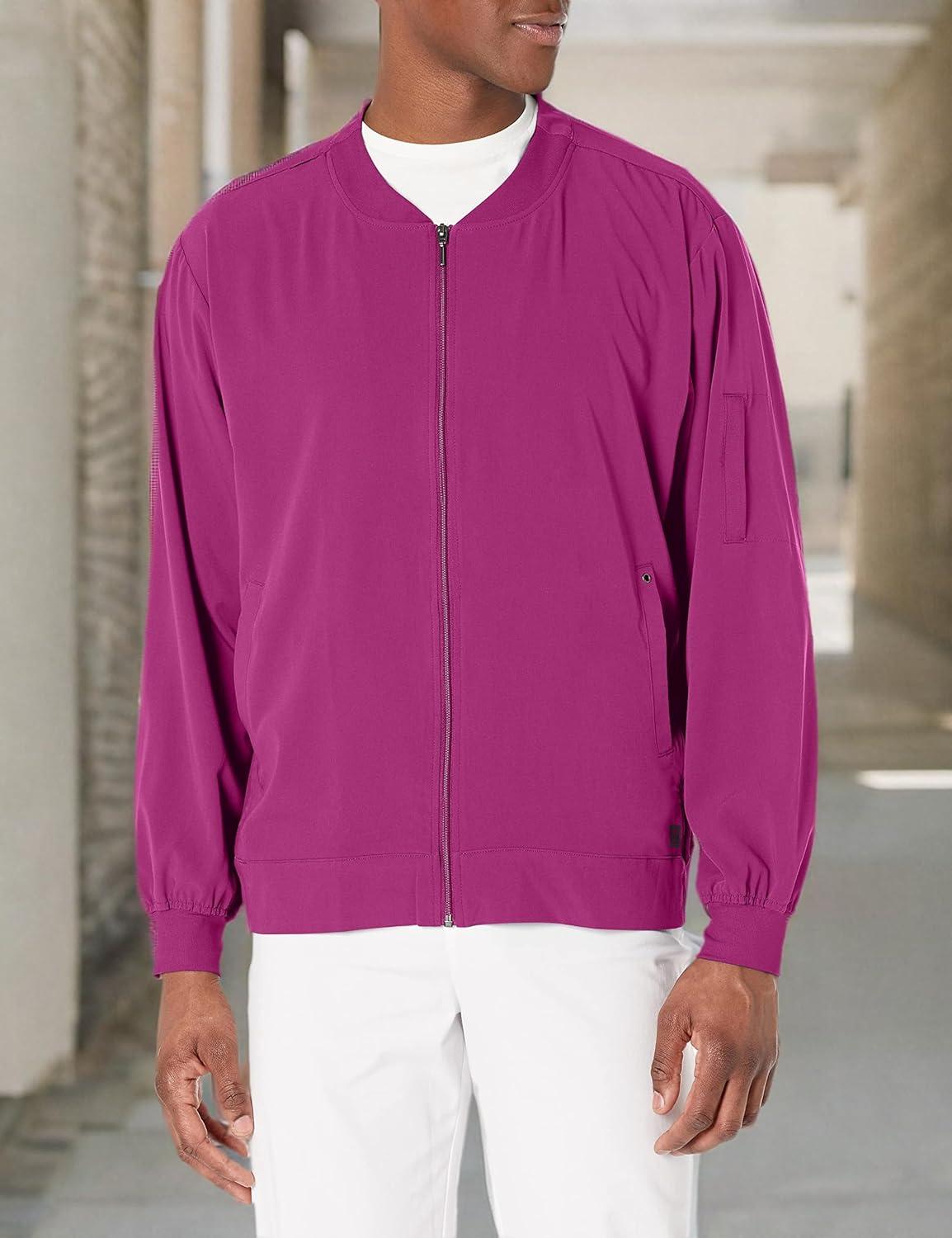 WonderWink Mens Zip Bomber Jacket(Wine)