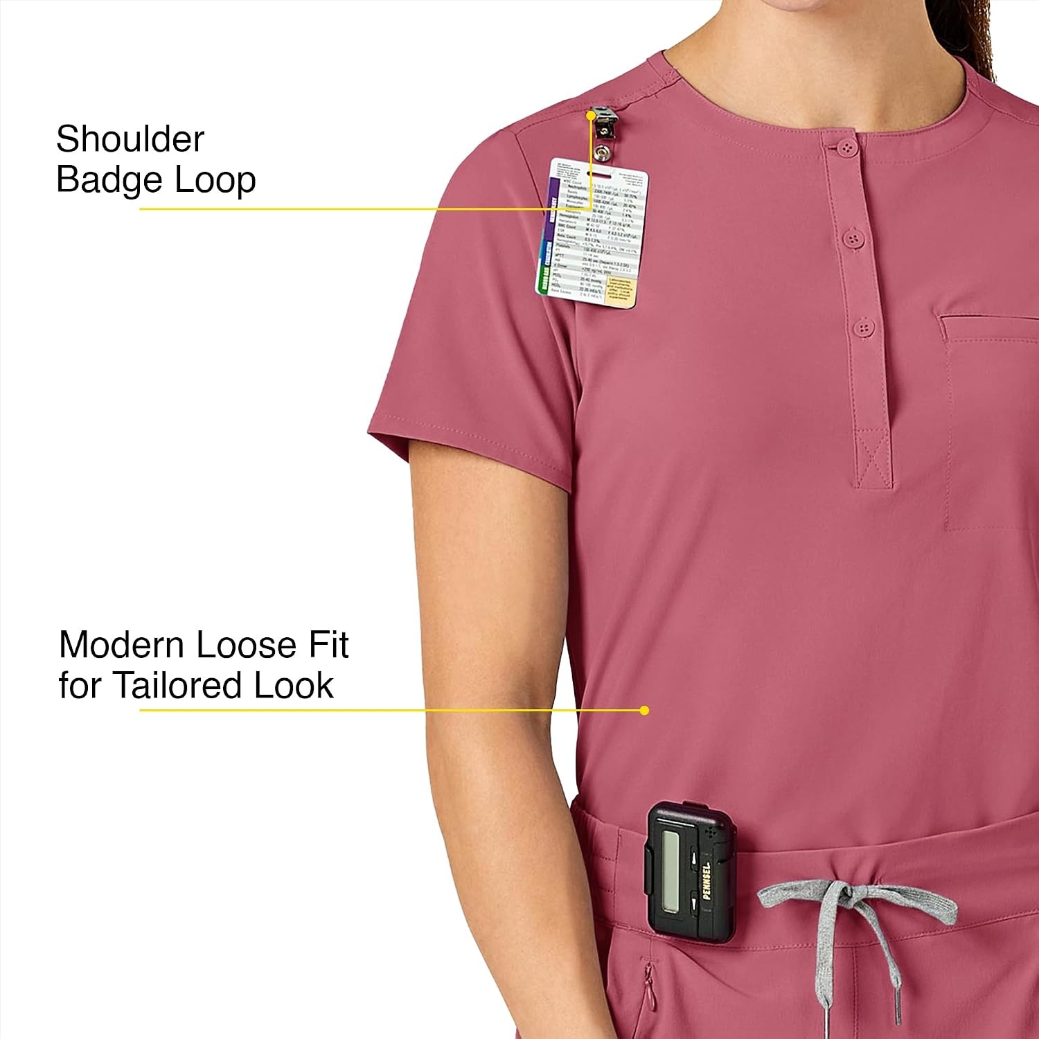 Wink Renew Women’s Mandarin Collar Tuck-in Scrub Top(Rosebud)