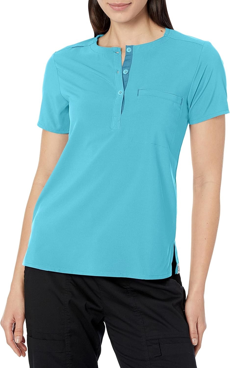 Wink Renew Women’s Mandarin Collar Tuck-in Scrub Top(Bay Blue)