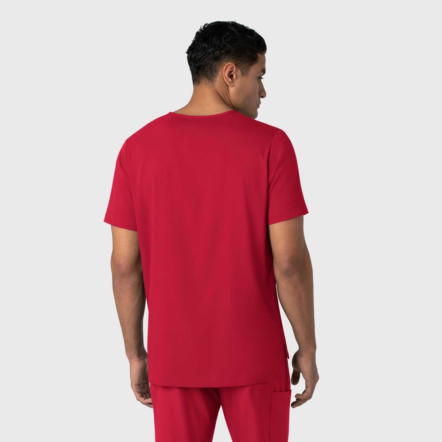 Wink Boundless Men’s Multi Pocket V-Neck Scrub Top(Red)