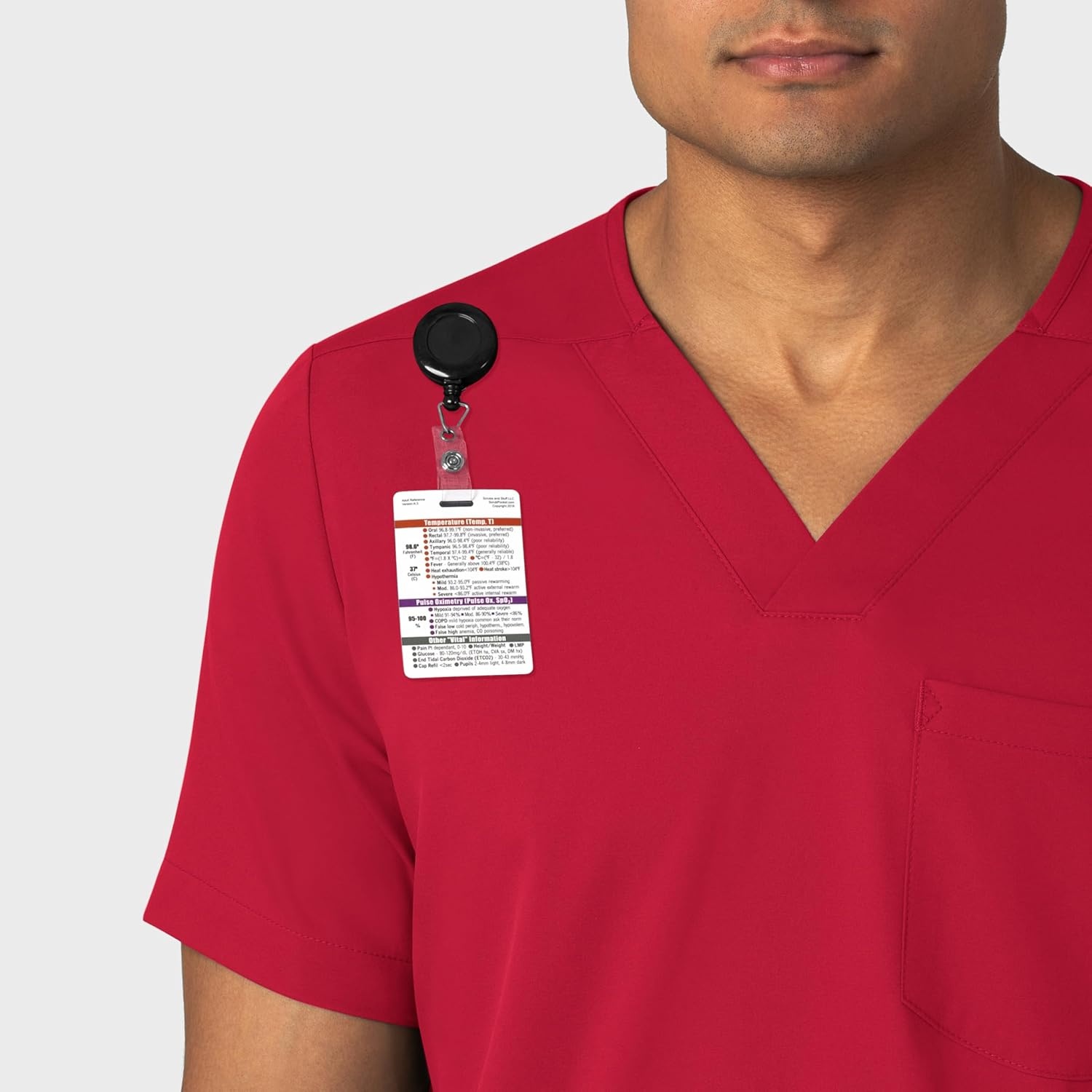 Wink Boundless Men’s Multi Pocket V-Neck Scrub Top(Red)