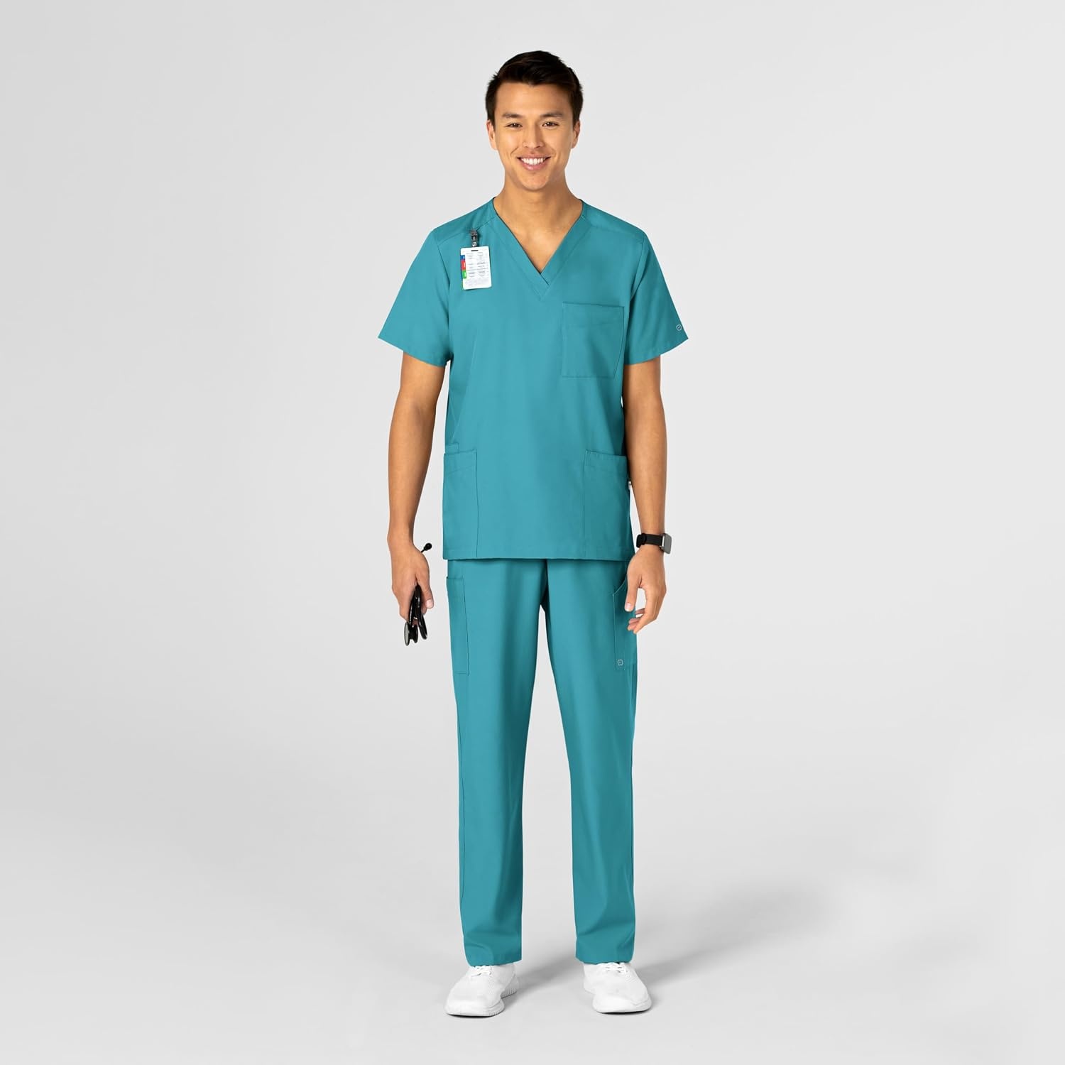 Wink W123 Unisex 4 Pocket Utility Scrub Top(Teal Blue)