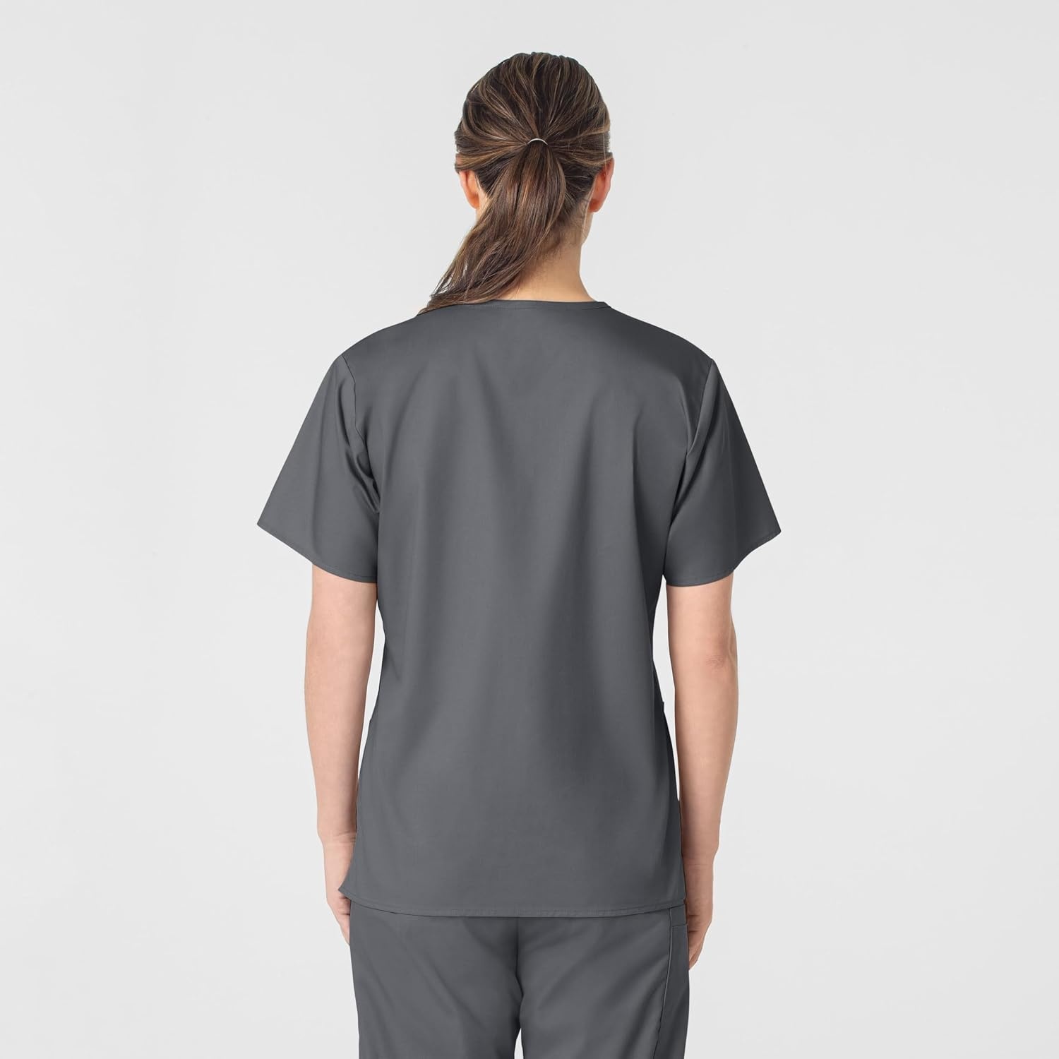 Wink WonderWORK Women’s V-Neck Scrub Top, Pewter, S