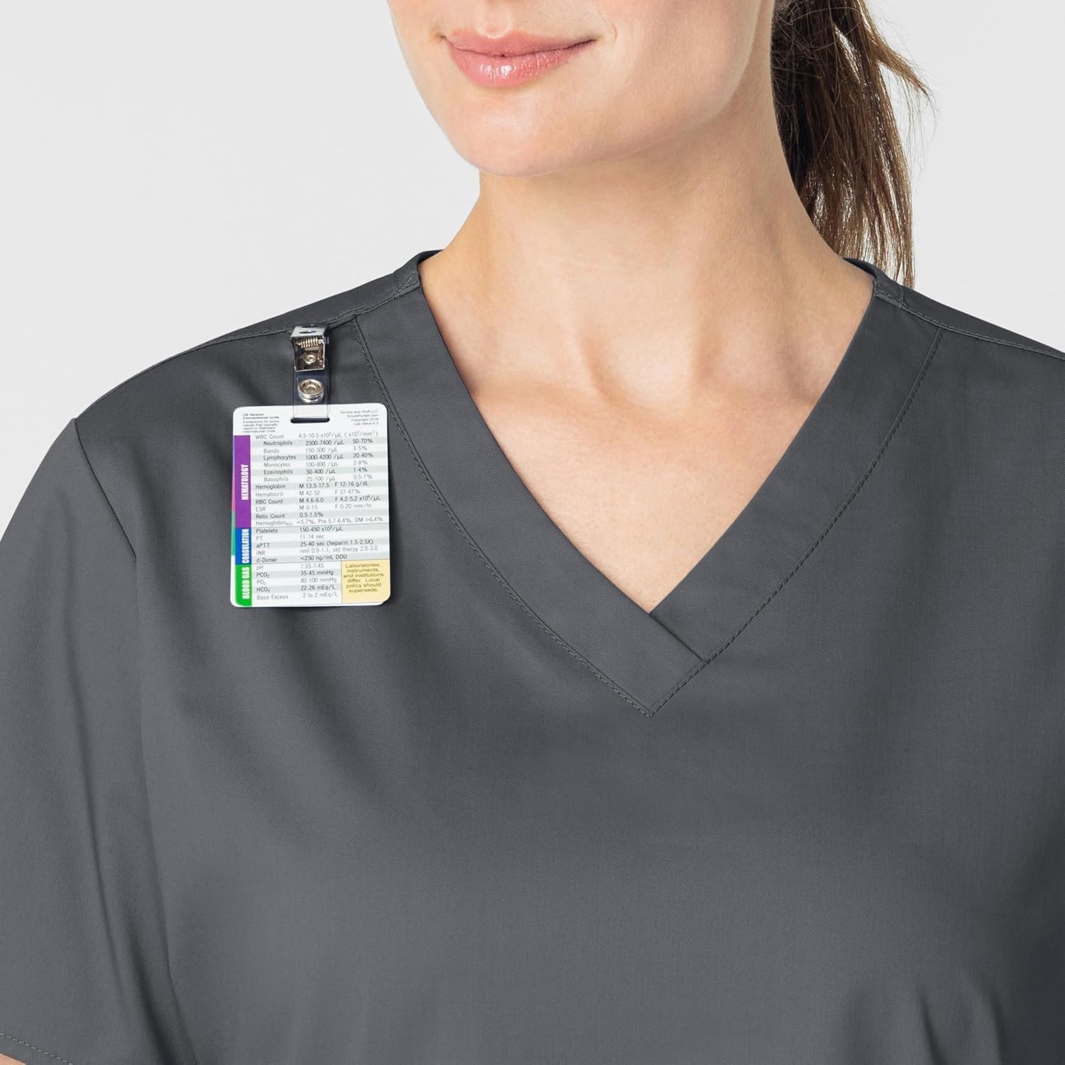 Wink WonderWORK Women’s V-Neck Scrub Top, Pewter, S