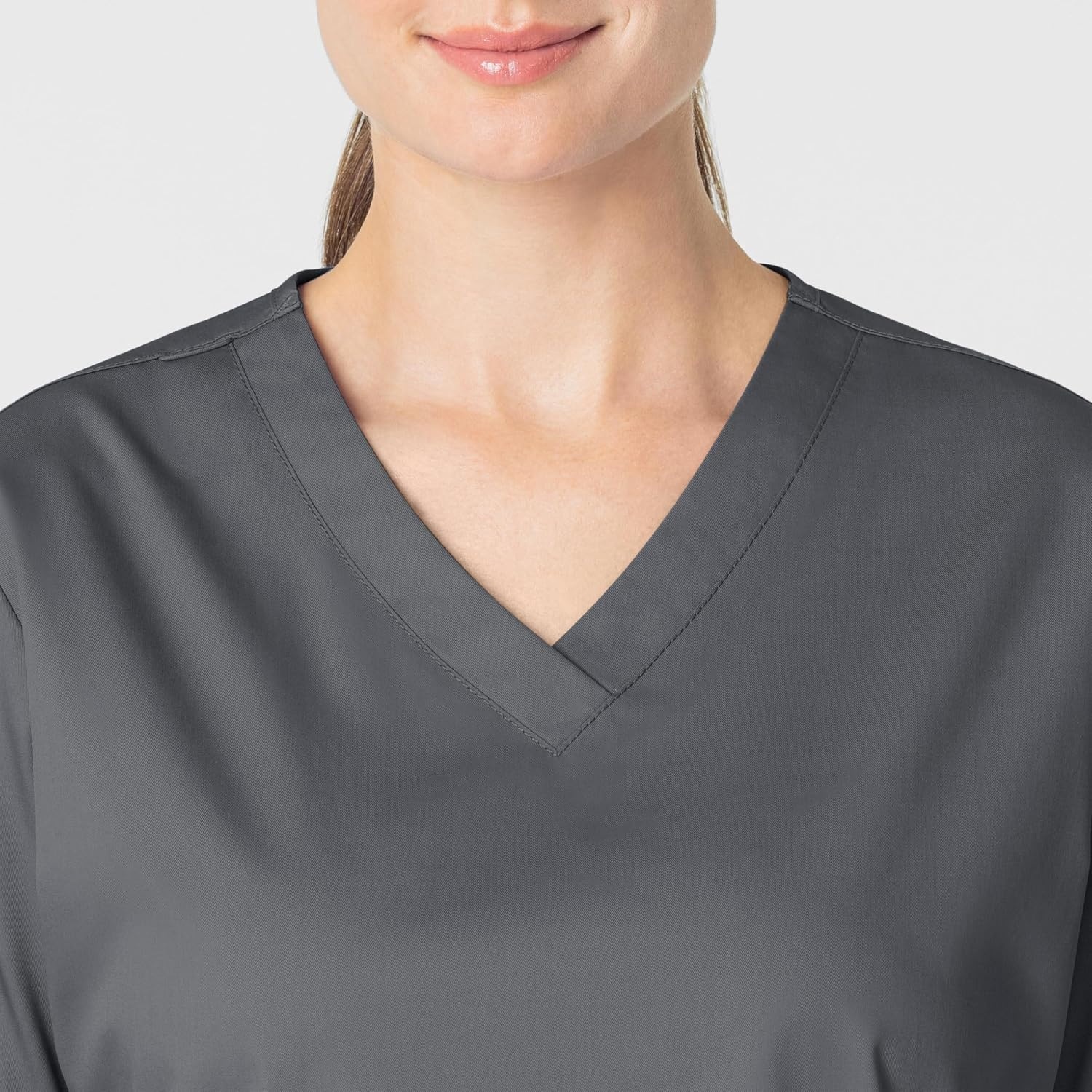 Wink WonderWORK Women’s V-Neck Scrub Top, Pewter, S