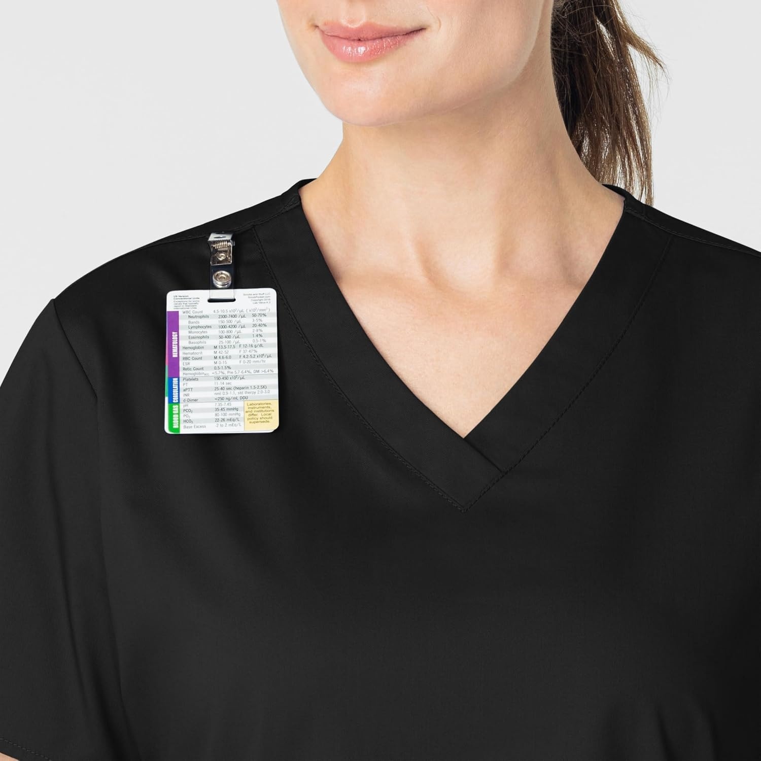 Wink WonderWORK Women’s V-Neck Scrub Top, Black, 2XS