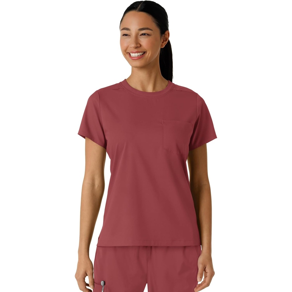 Wink Scrubs for Women, Boundless, Classic Tee with 1 Pocket(Ruby)