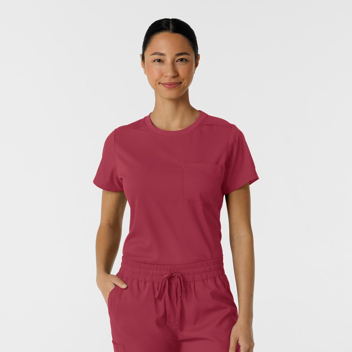 Wink Scrubs for Women, Boundless, Classic Tee with 1 Pocket(Ruby)