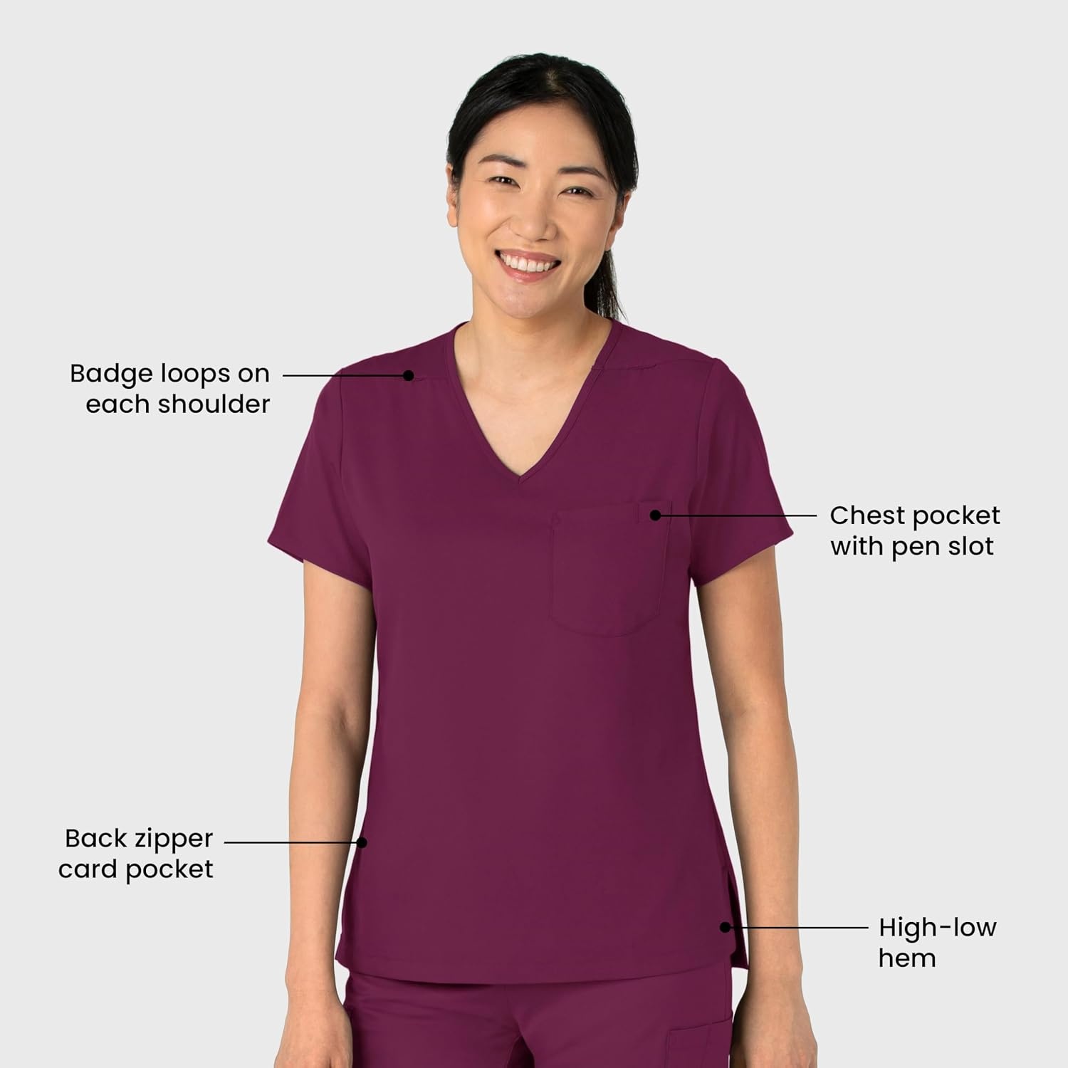 Wink Boundless Women’s Tuck-in Scrub Top(Wine)