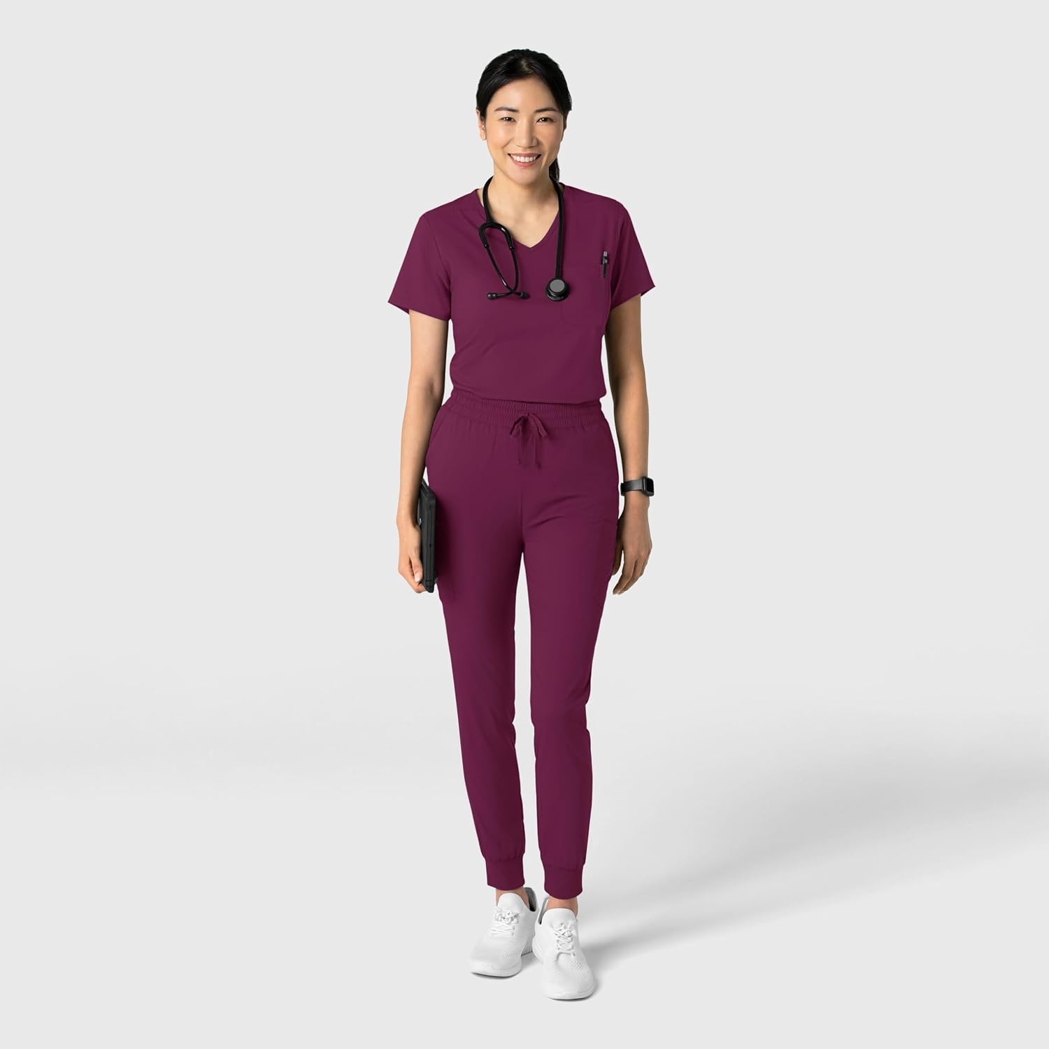 Wink Boundless Women’s Tuck-in Scrub Top(Wine)