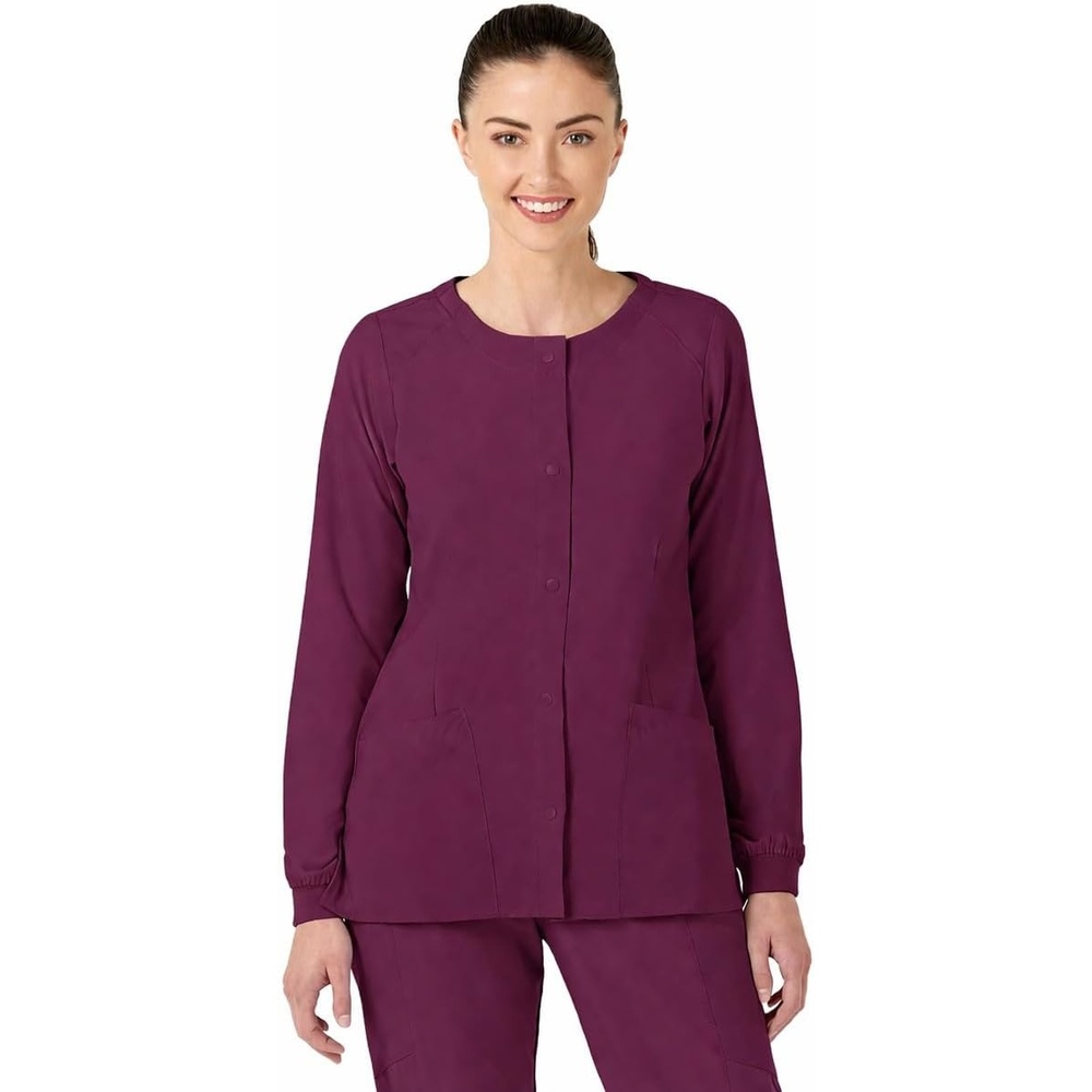 Wink W123 Women’s Crew Neck Warm Up Jacket(Wine)