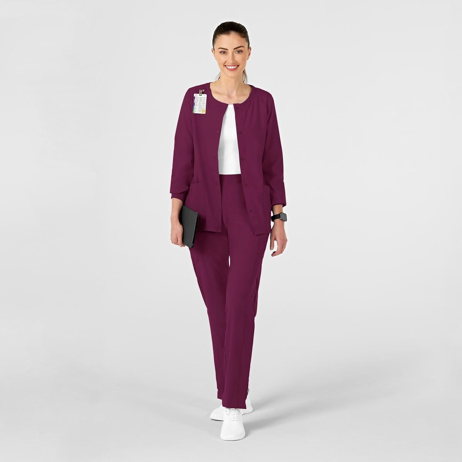 Wink W123 Women’s Crew Neck Warm Up Jacket(Wine)