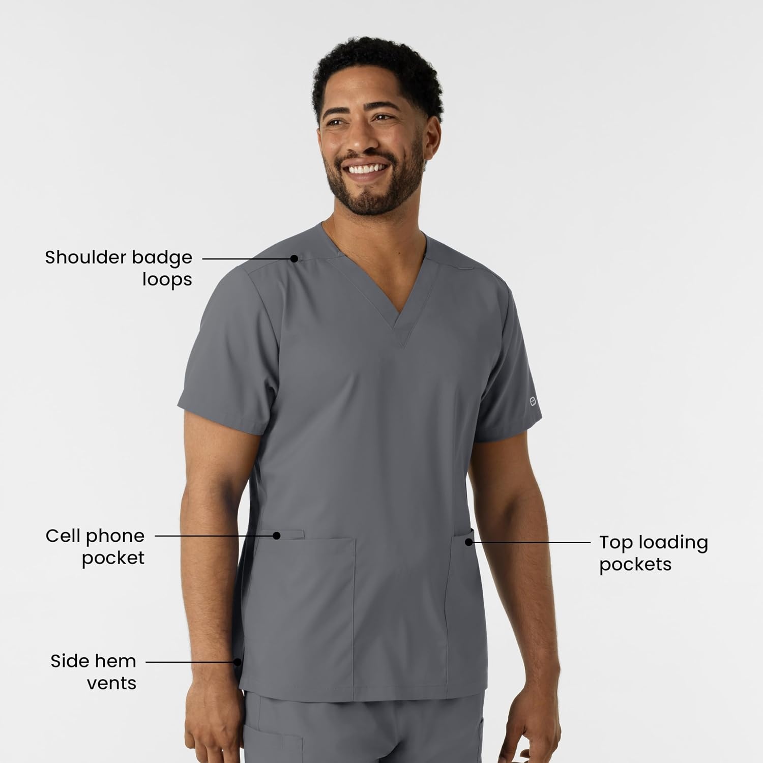 Wink Boundless Unisex V-Neck Scrub Top(Pewter)
