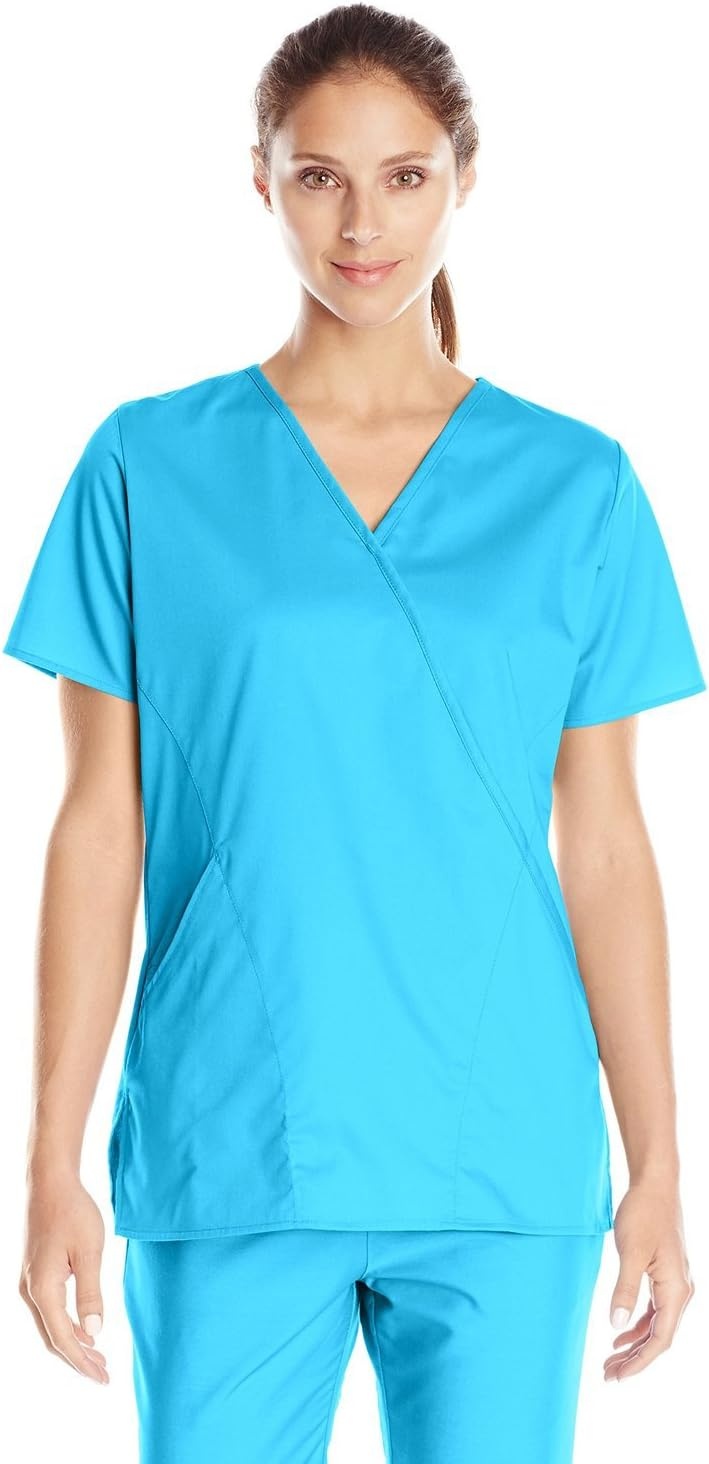 Wink W123 Women’s Mock Wrap Scrub Top(Light Turquoise)