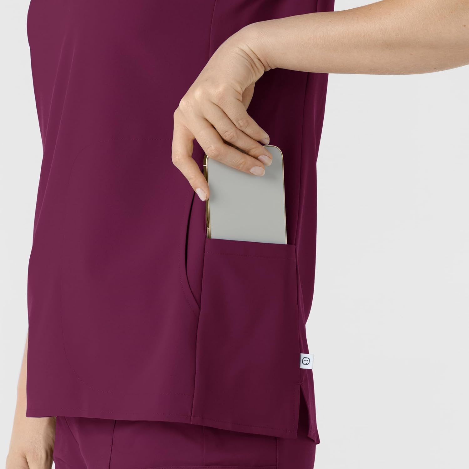 Wink Renew Women’s Mandarin Collar Scrub Top(Wine)