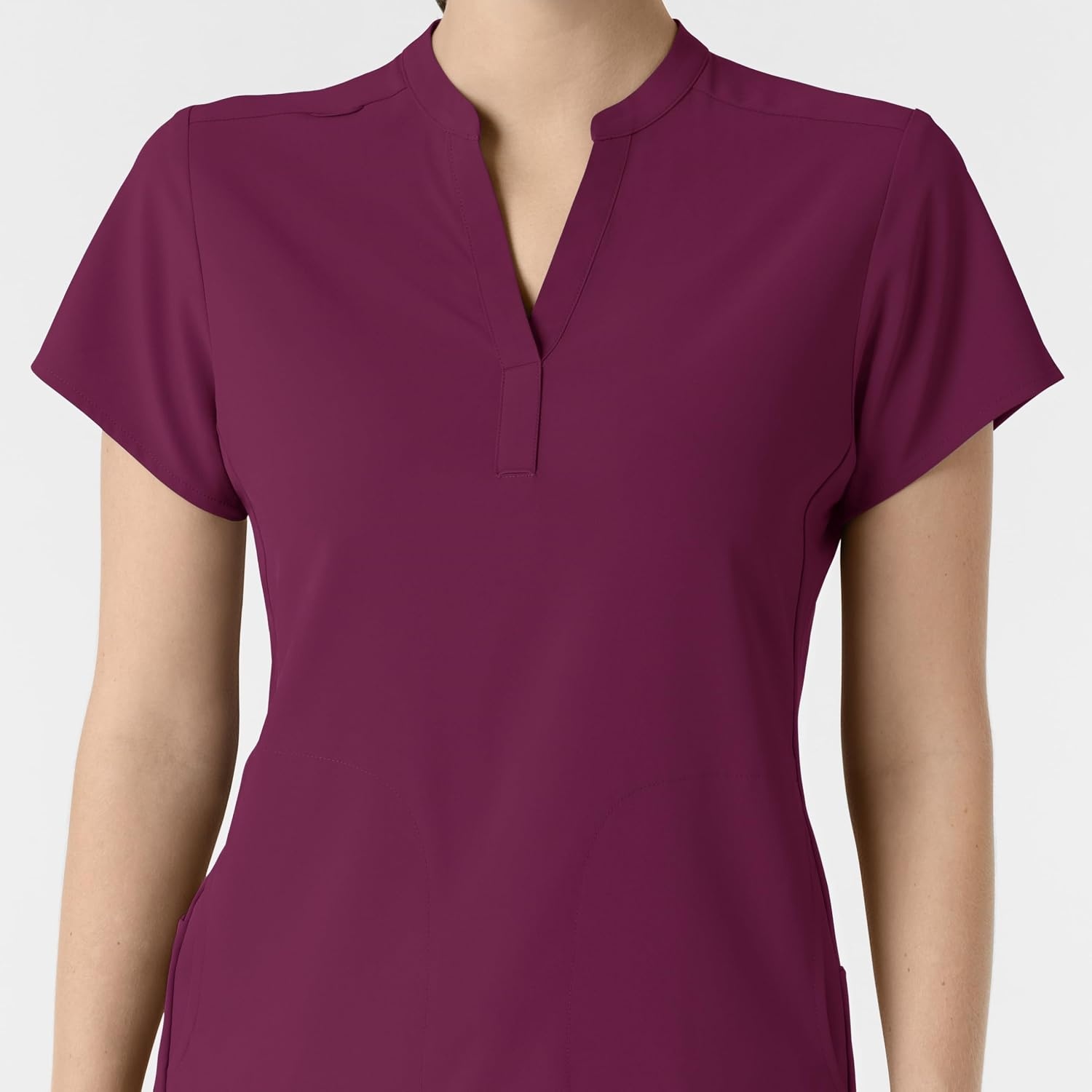 Wink Renew Women’s Mandarin Collar Scrub Top(Wine)