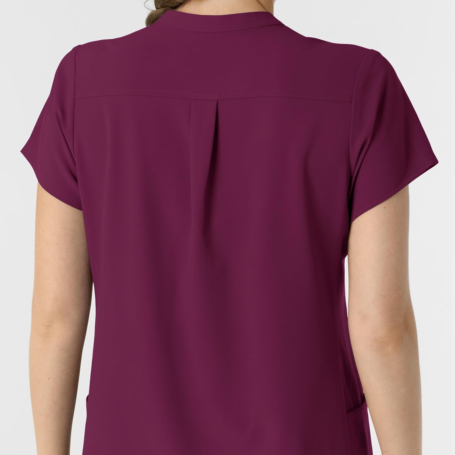 Wink Renew Women’s Mandarin Collar Scrub Top(Wine)