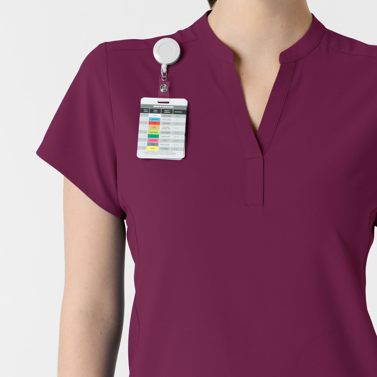 Wink Renew Women’s Mandarin Collar Scrub Top(Wine)