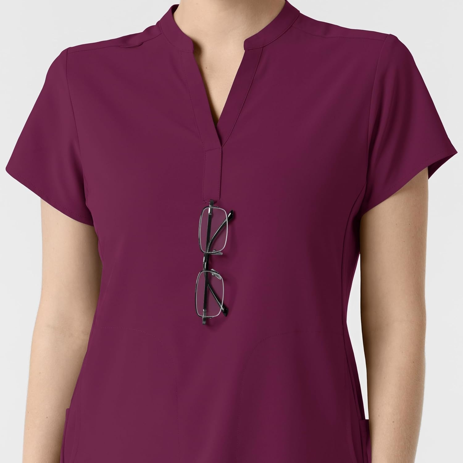 Wink Renew Women’s Mandarin Collar Scrub Top(Wine)