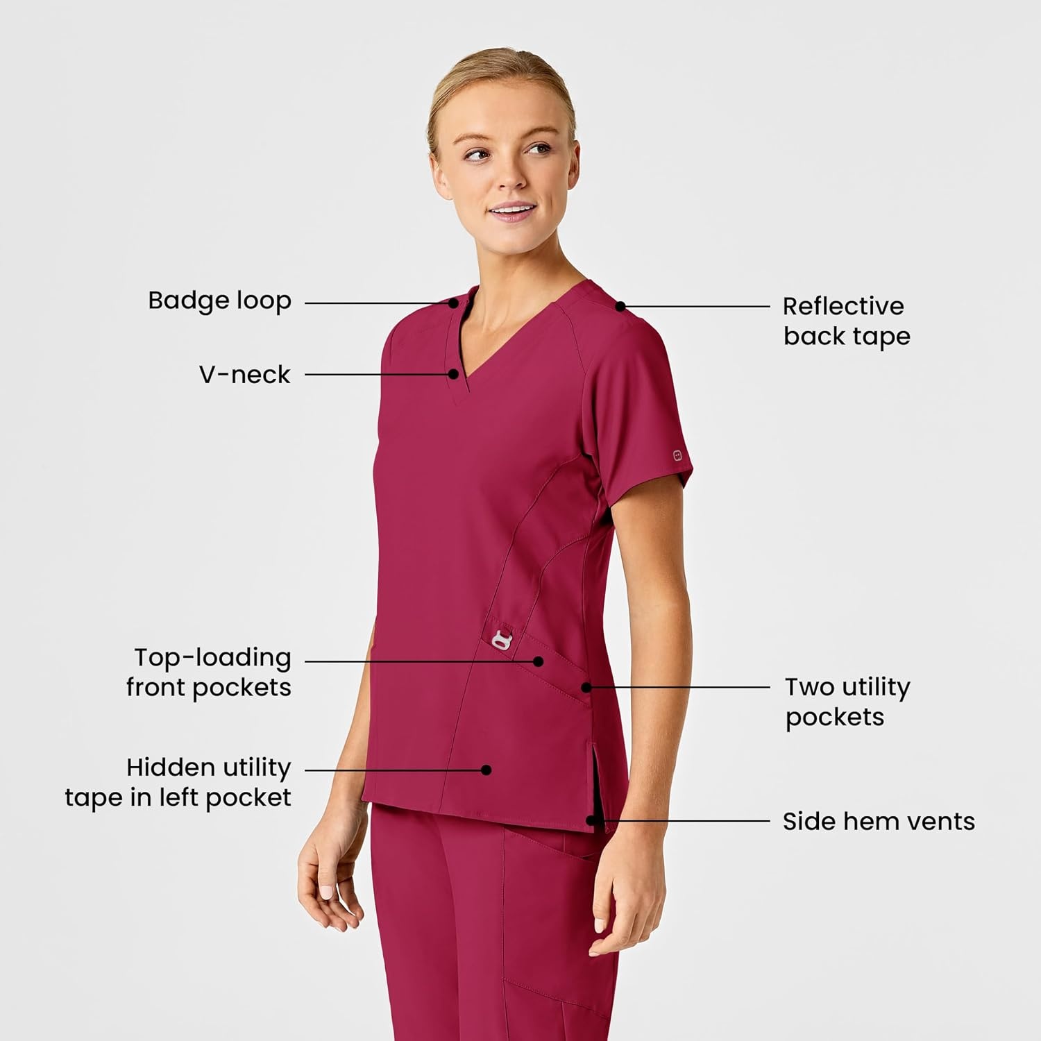 Wink Boundless Women’s Tuck-in Scrub Top(Viva Magenta)
