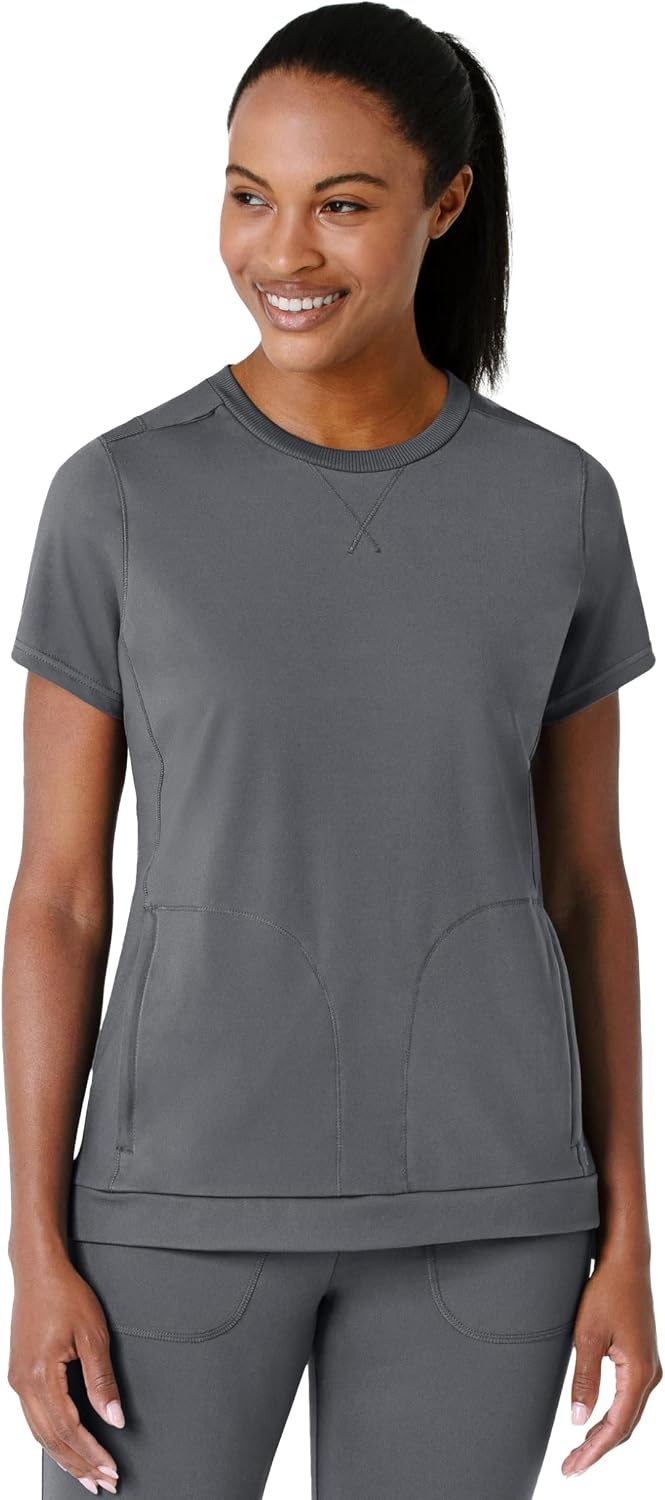 Wink Renew Women’s Flex-n-Reach Crew Neck Scrub Top(Pewter)