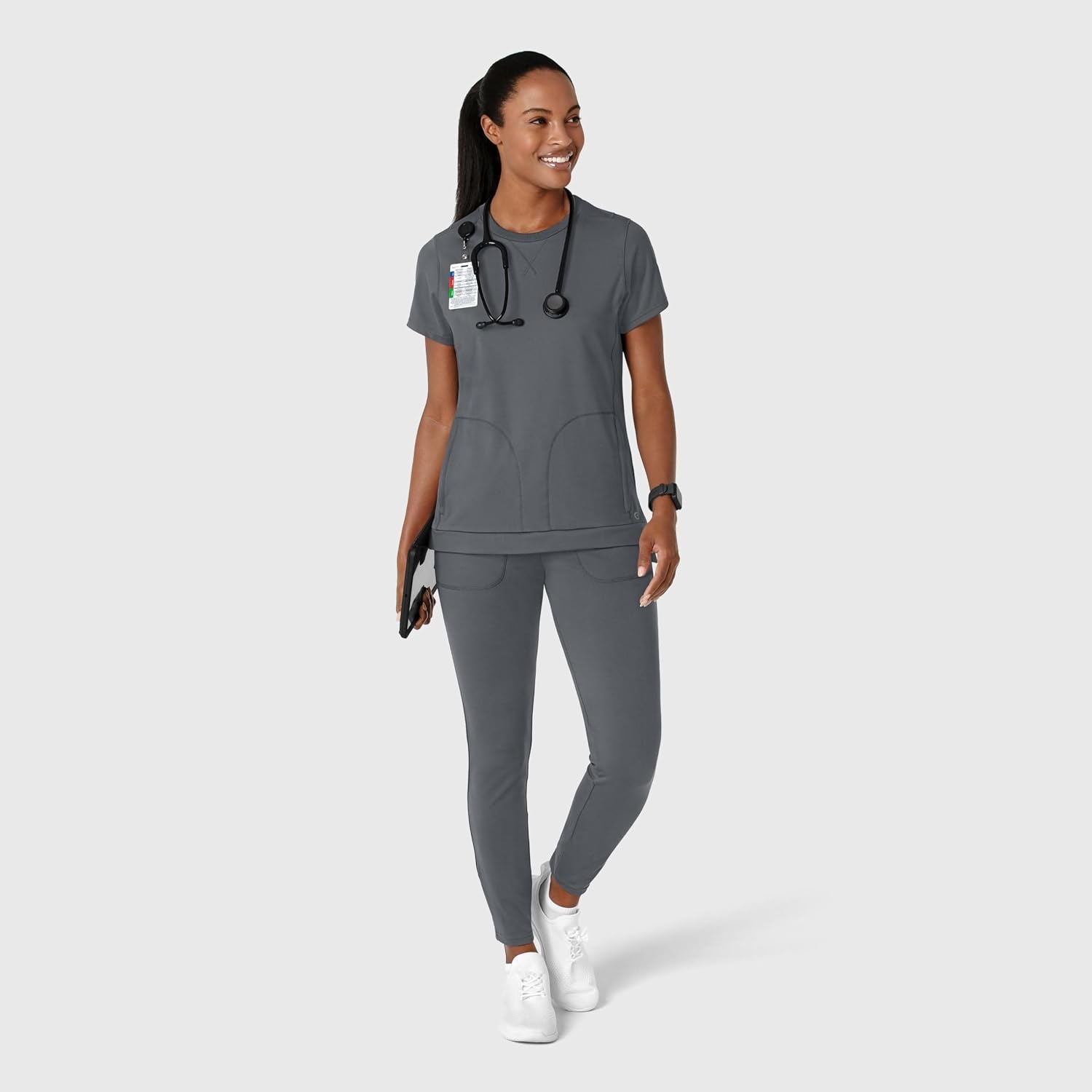 Wink Renew Women’s Flex-n-Reach Crew Neck Scrub Top(Pewter)