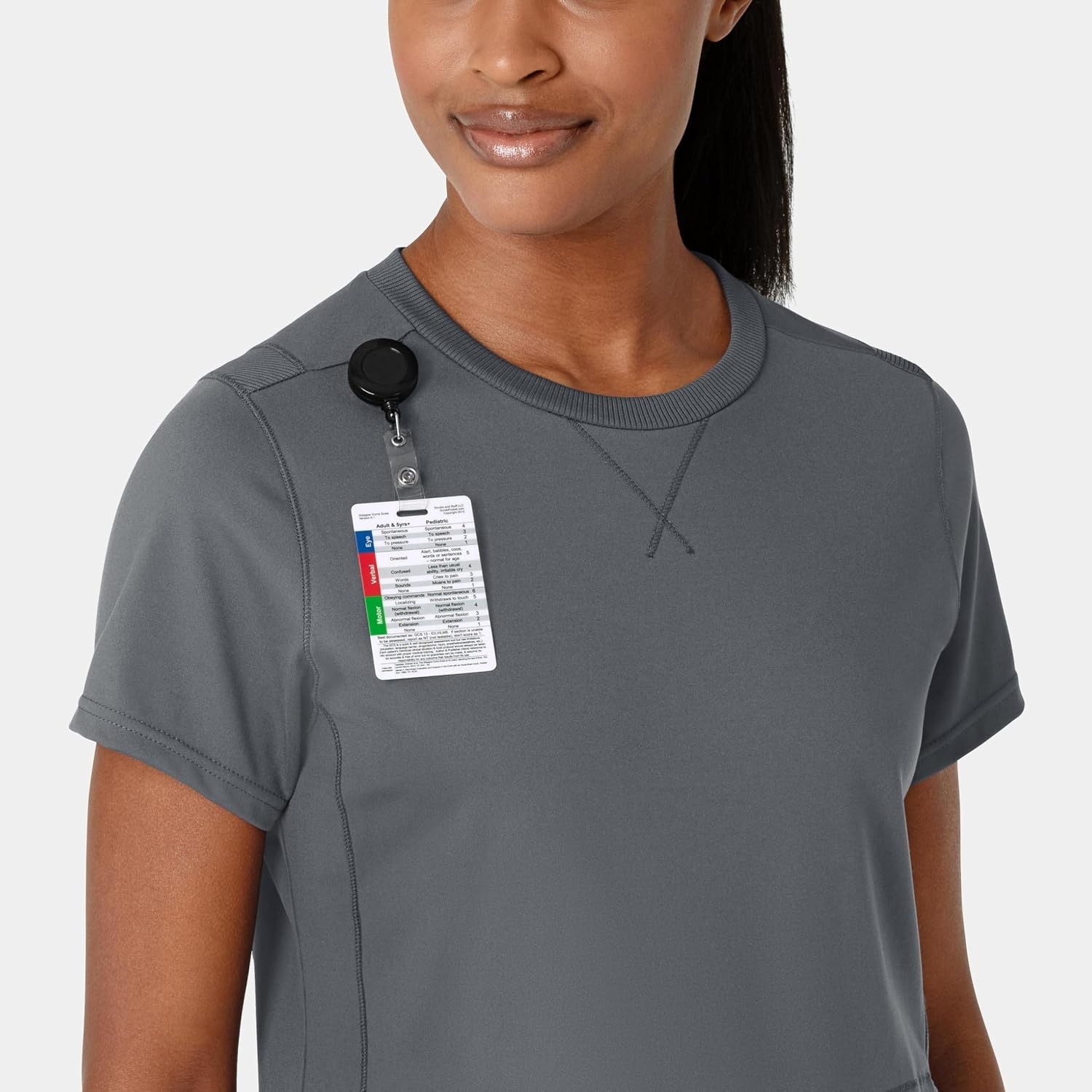 Wink Renew Women’s Flex-n-Reach Crew Neck Scrub Top(Pewter)