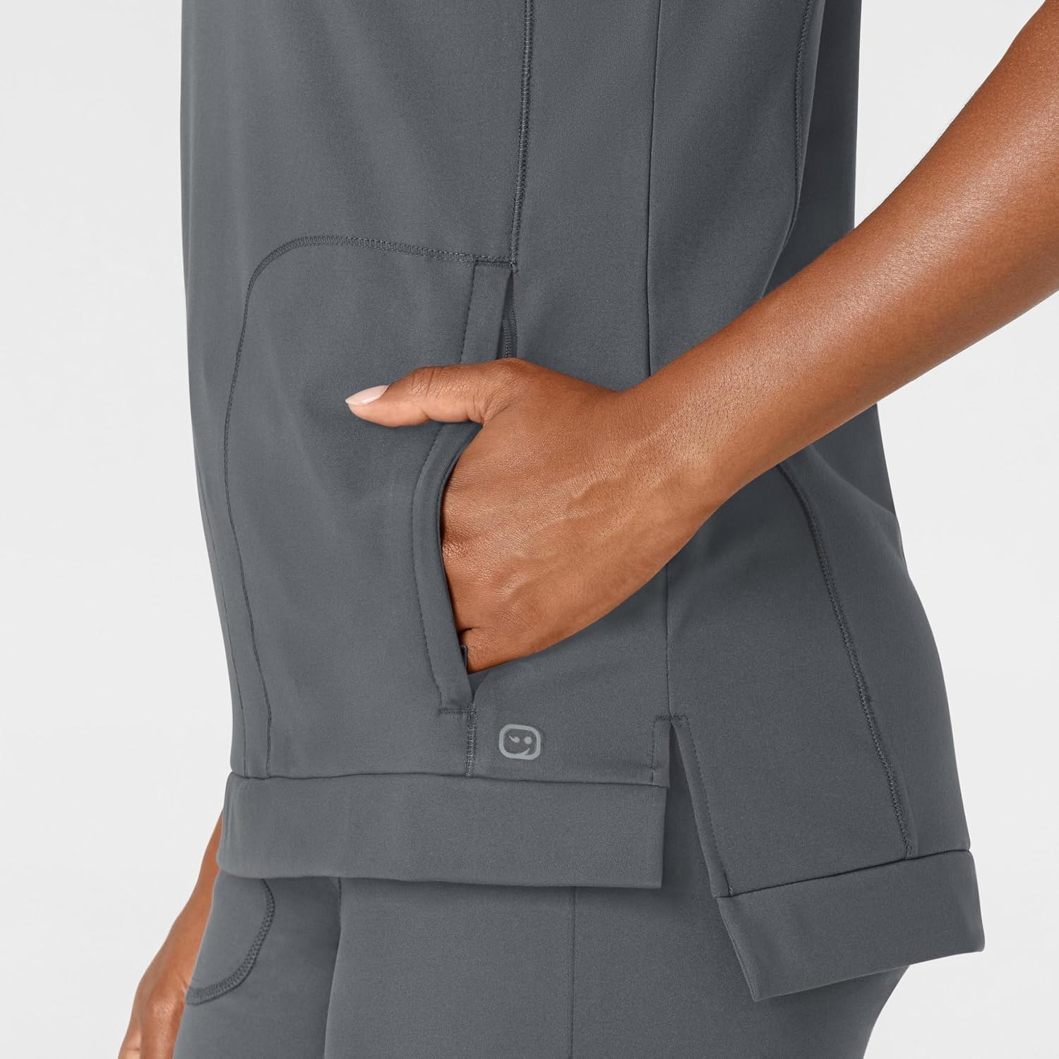 Wink Renew Women’s Flex-n-Reach Crew Neck Scrub Top(Pewter)
