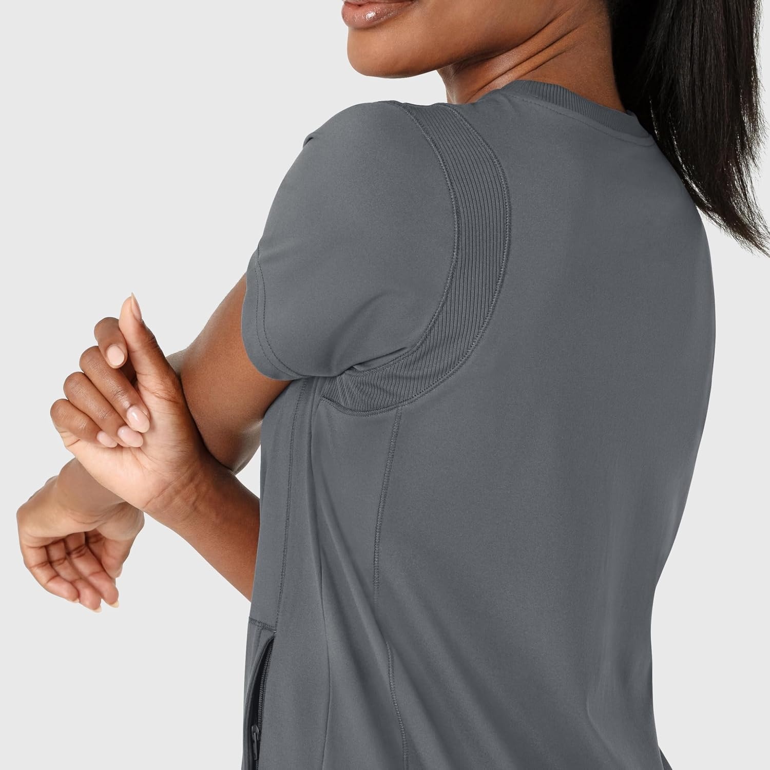 Wink Renew Women’s Flex-n-Reach Crew Neck Scrub Top(Pewter)