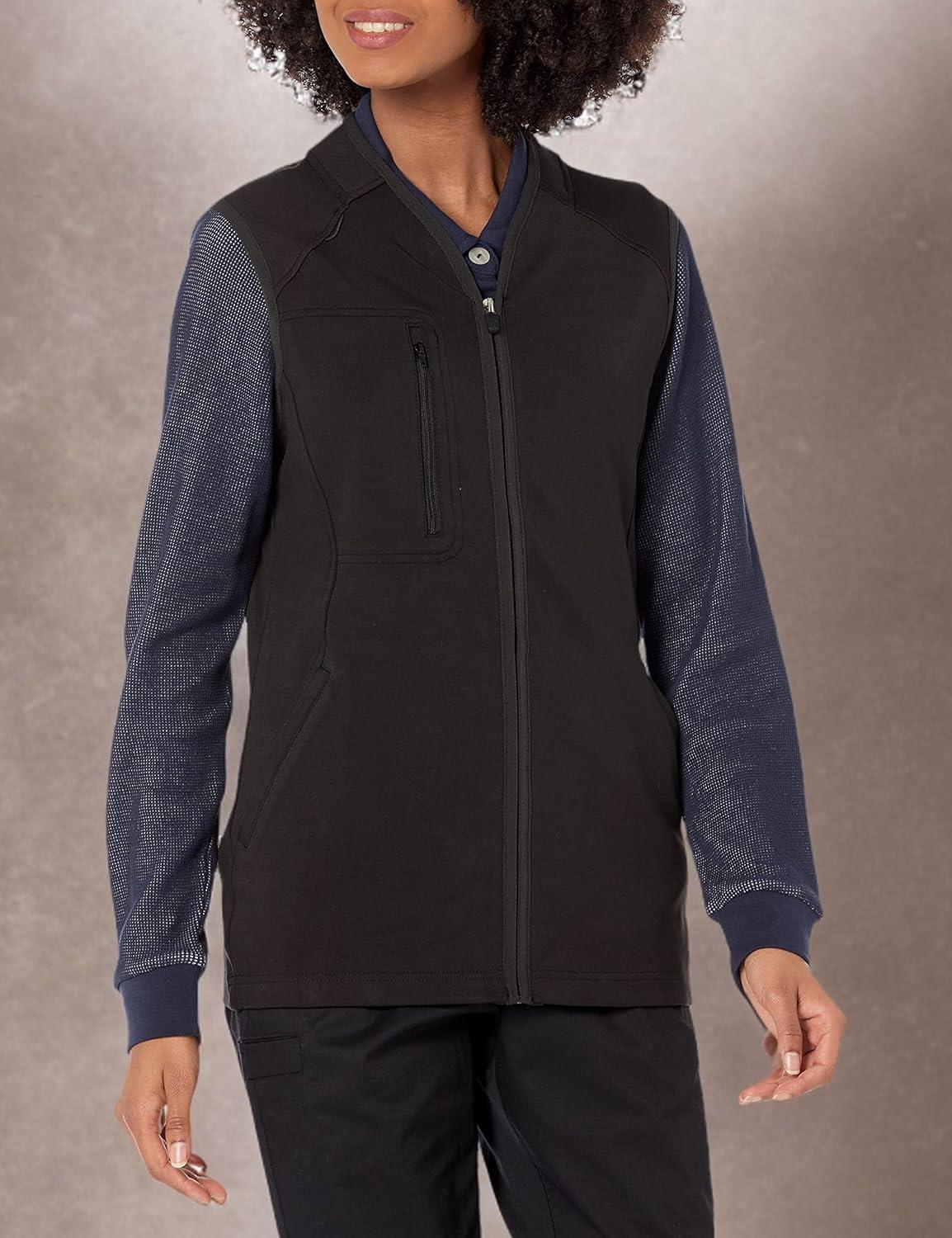 WonderWink Womens Fleece Full Zip Vest(Black)