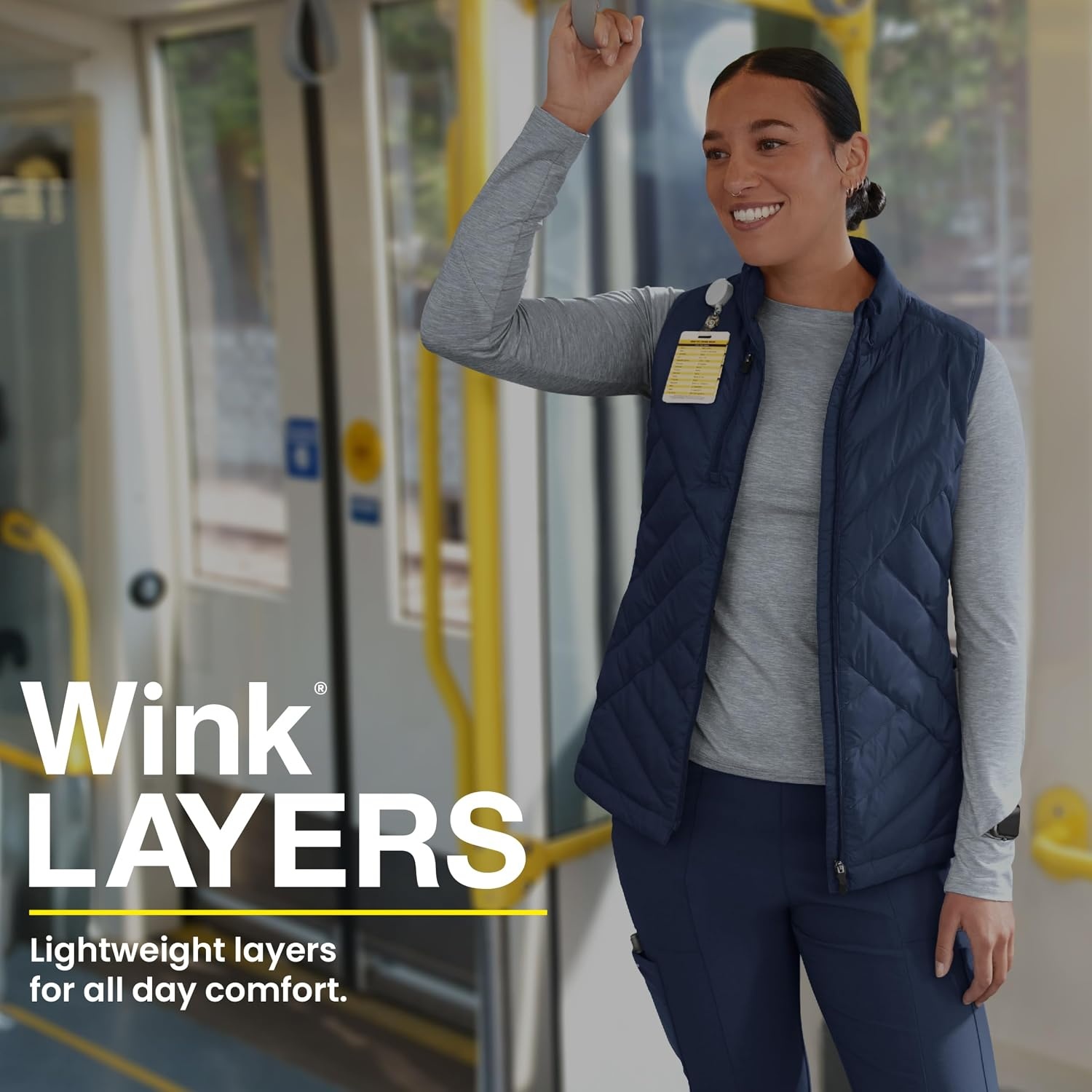 WINK Layers Women’s Quilted Scrub Vest(Black)