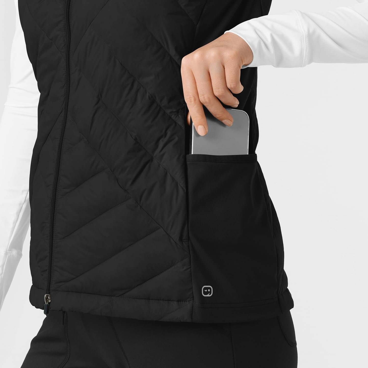 WINK Layers Women’s Quilted Scrub Vest(Black)