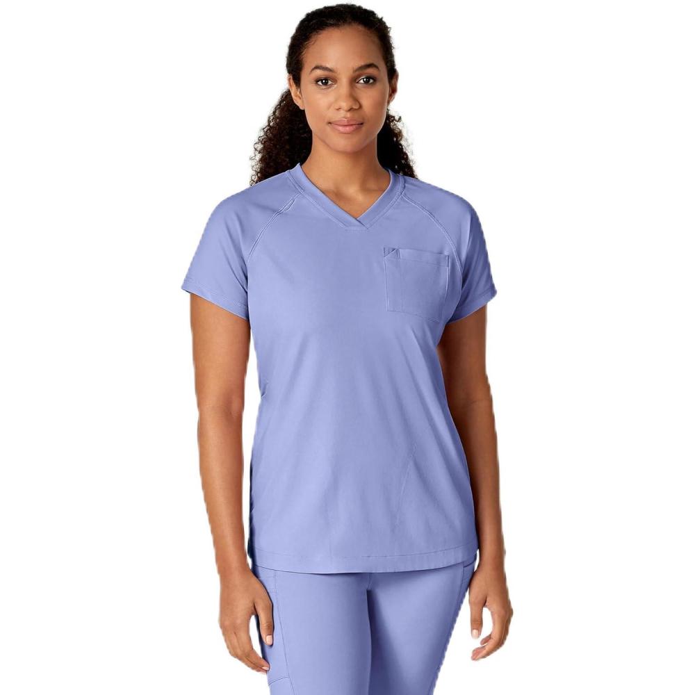 WonderWink Renew Women’s Yoga V-Neck Scrub Top – Ceil Blue, S