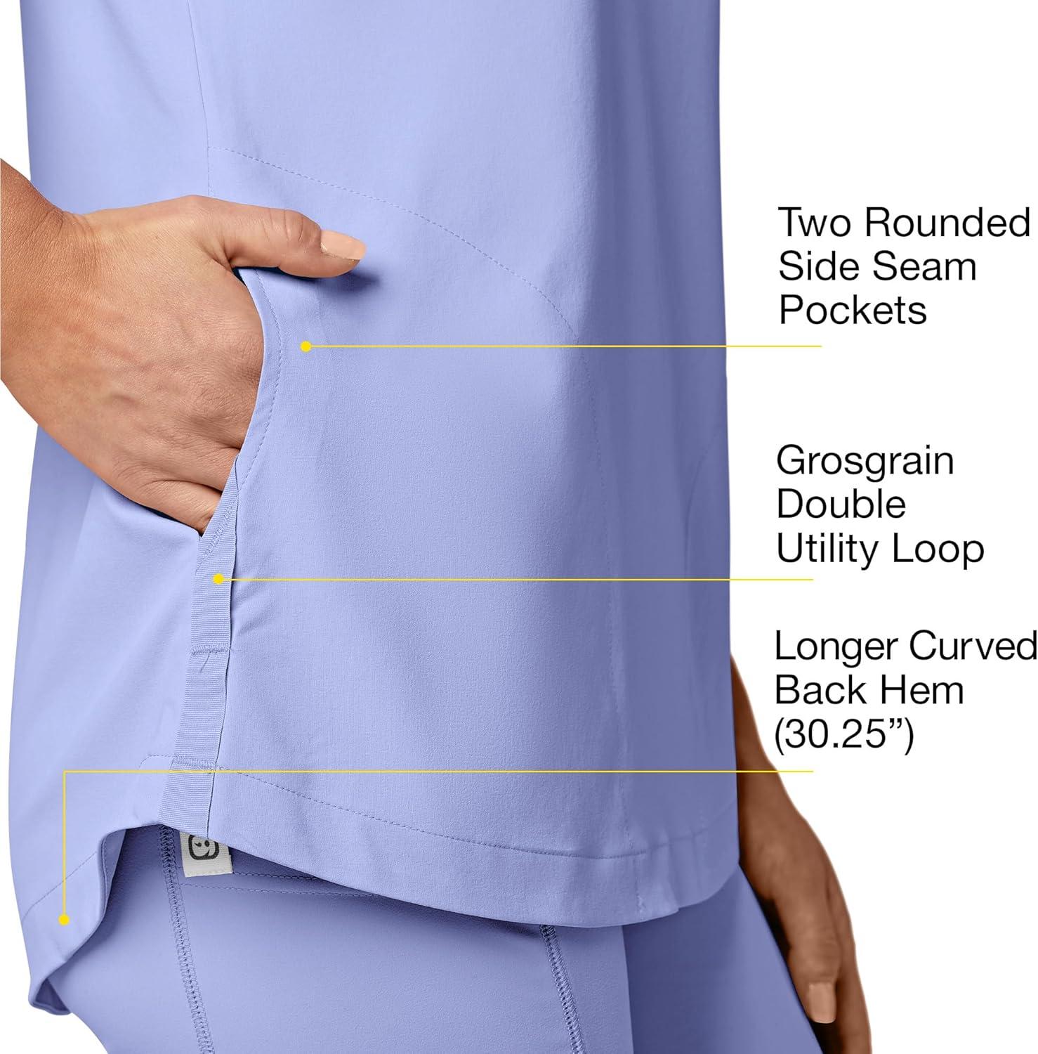 WonderWink Renew Women’s Yoga V-Neck Scrub Top – Ceil Blue, S