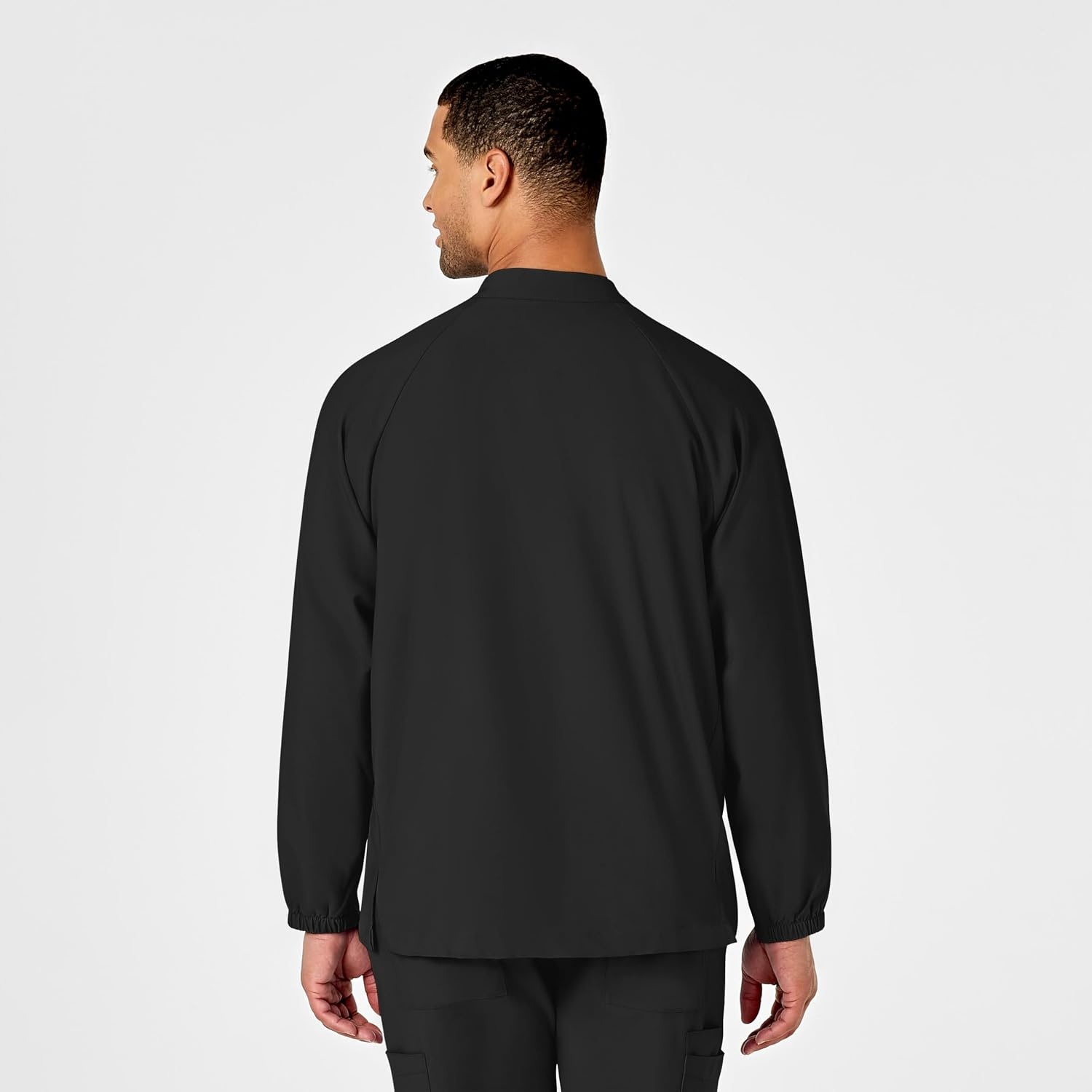 WINK W123 Men’s Zip Front Warm Up Jacket(Black)