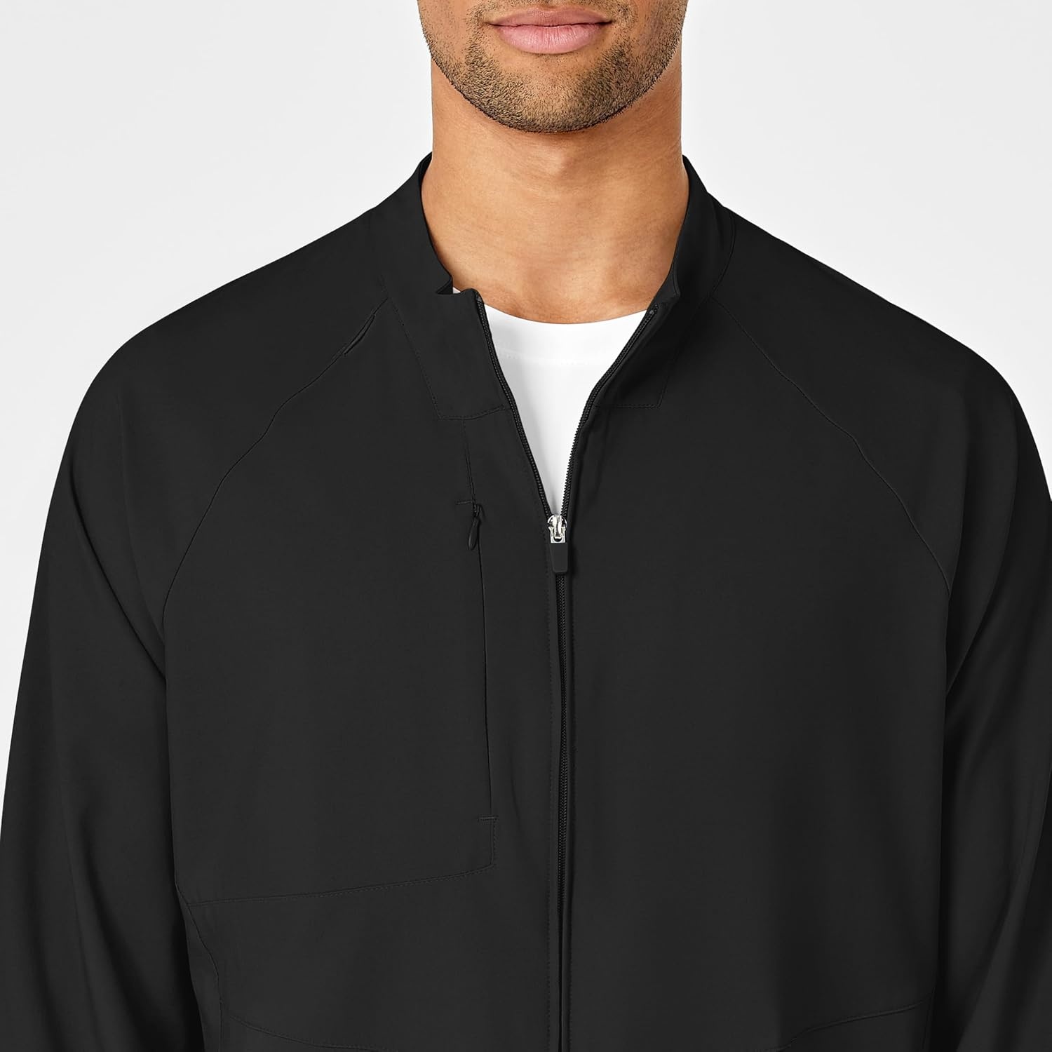 WINK W123 Men’s Zip Front Warm Up Jacket(Black)
