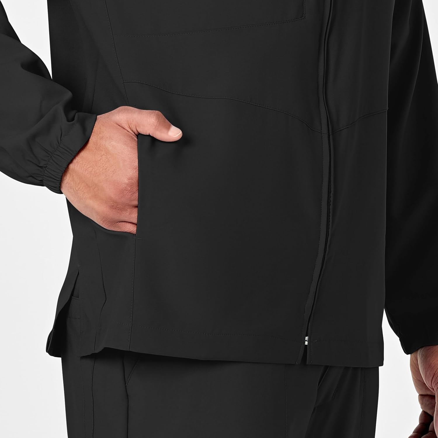 WINK W123 Men’s Zip Front Warm Up Jacket(Black)