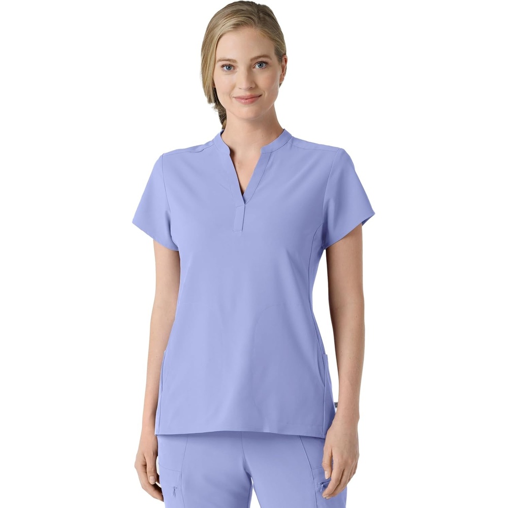 Wink Renew Women’s Mandarin Collar Scrub Top(Ceil Blue)
