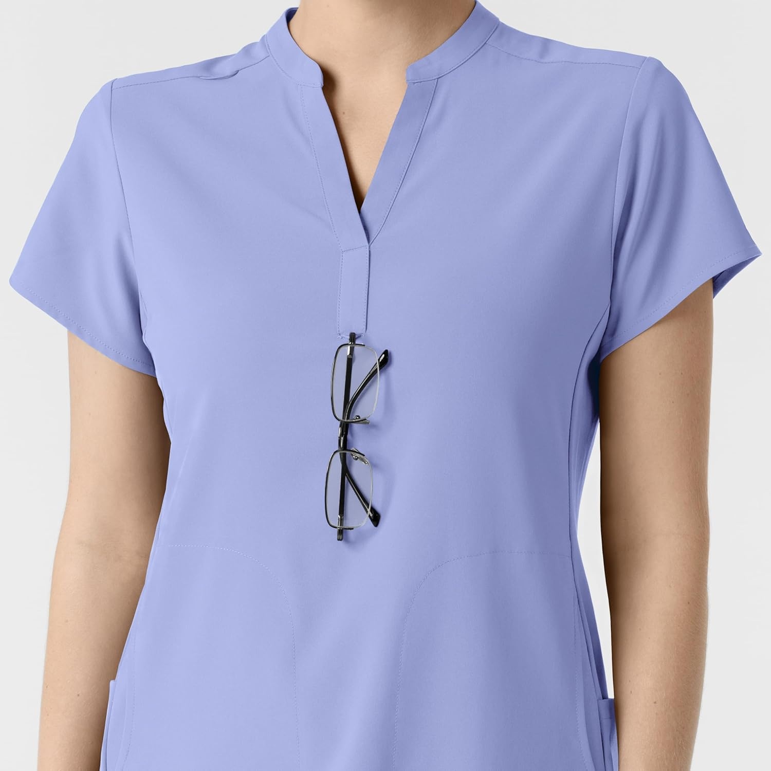 Wink Renew Women’s Mandarin Collar Scrub Top(Ceil Blue)