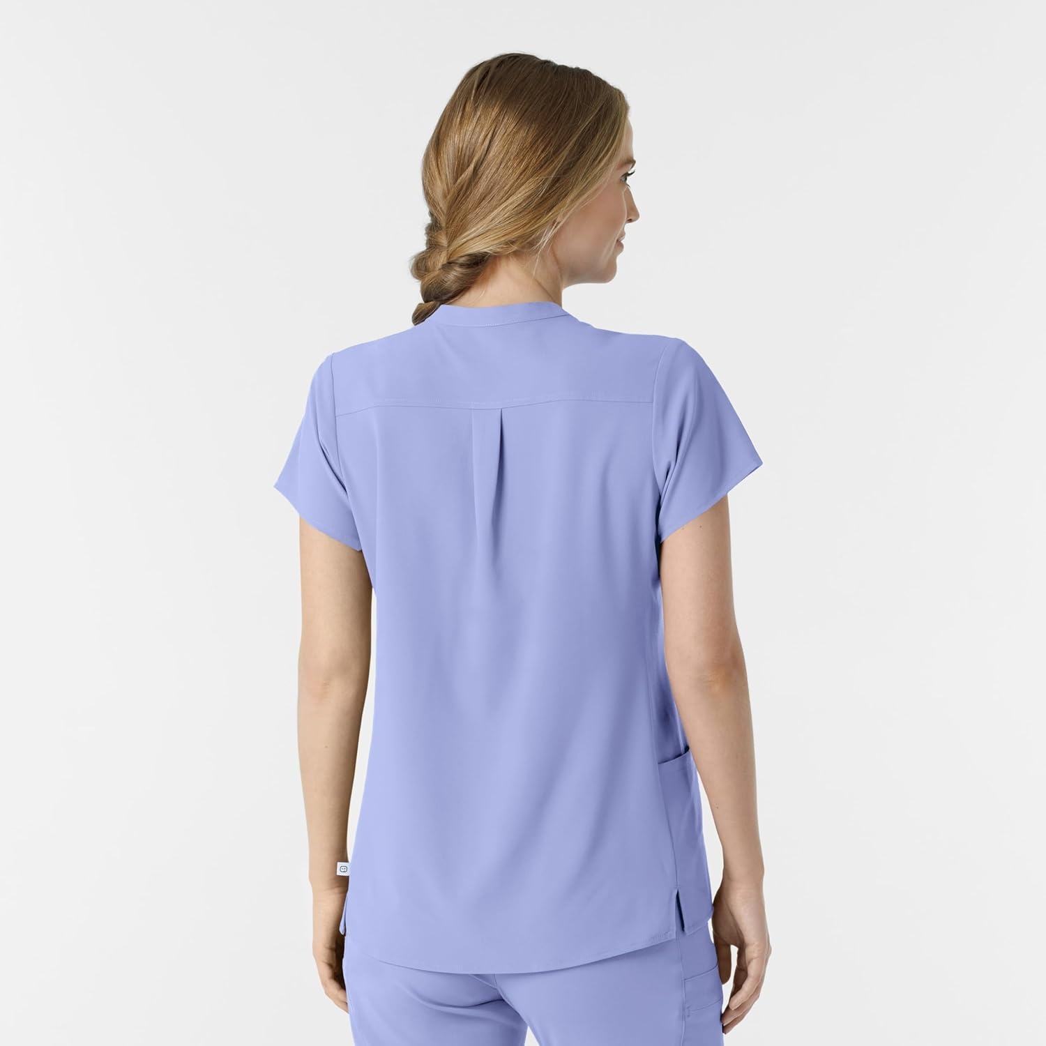 Wink Renew Women’s Mandarin Collar Scrub Top(Ceil Blue)