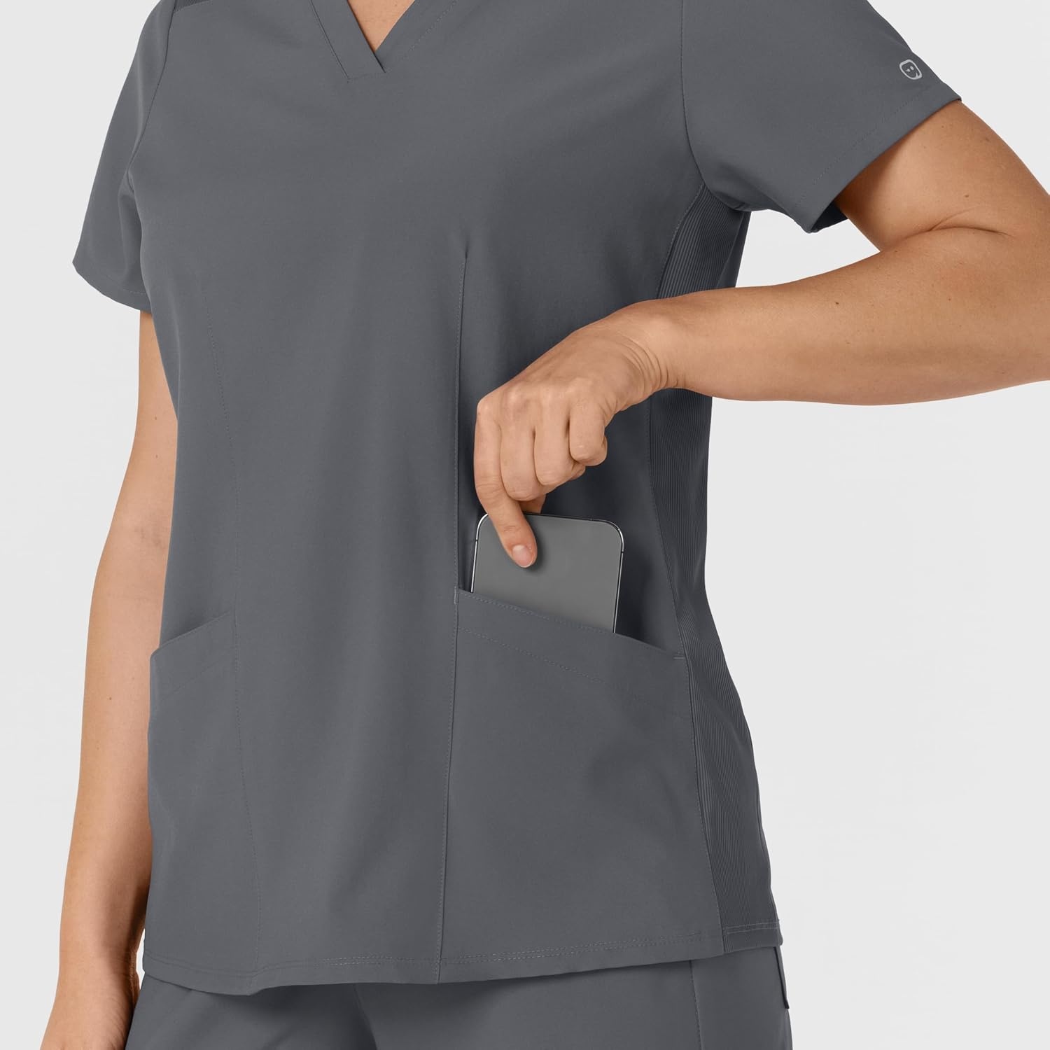 WINK Women’s Women’s Flex-n-reach Side Panel V-neck Scrub Top(Pewter)